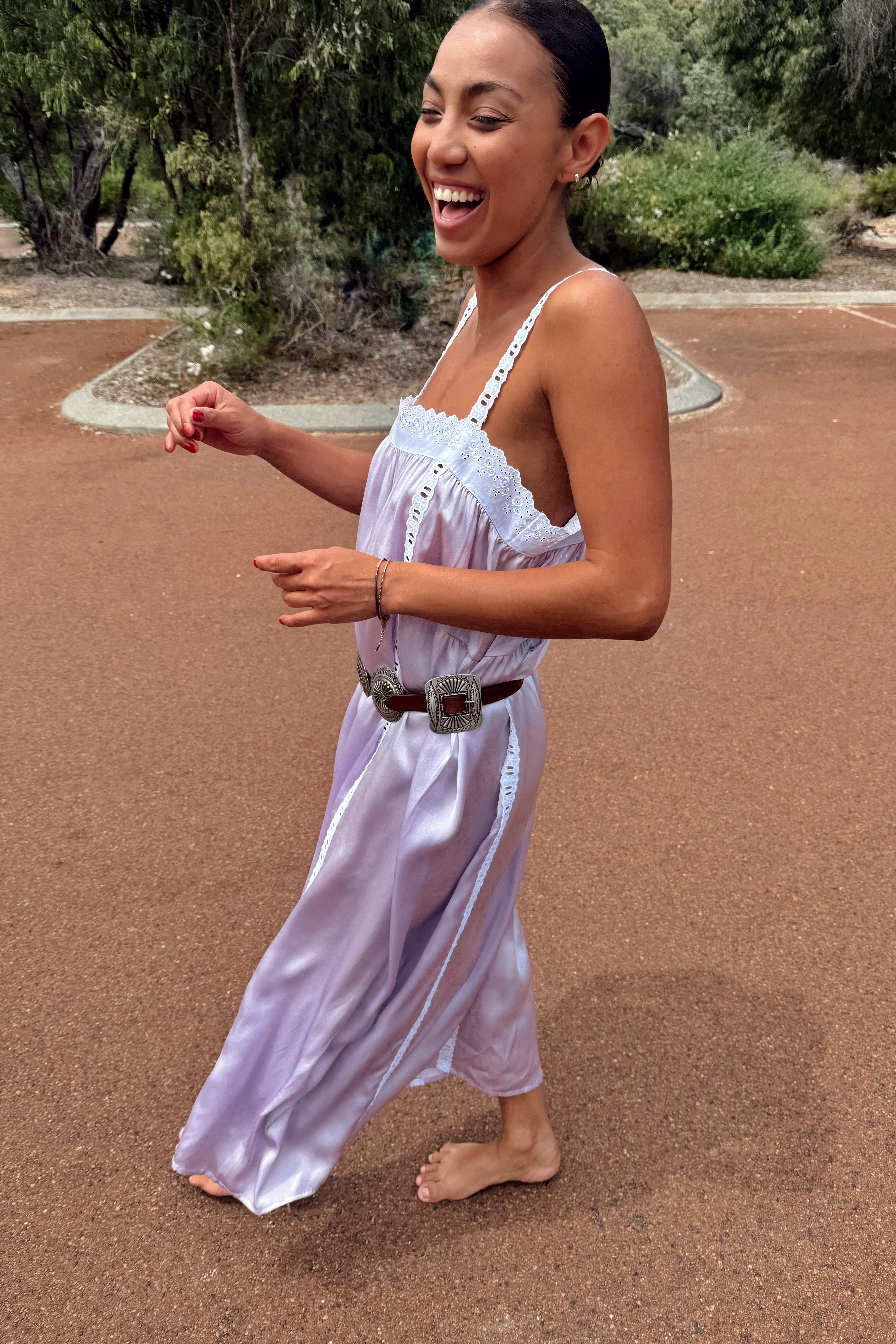 LANEWAY THE LABEL Silk Immy Gown in Lilac