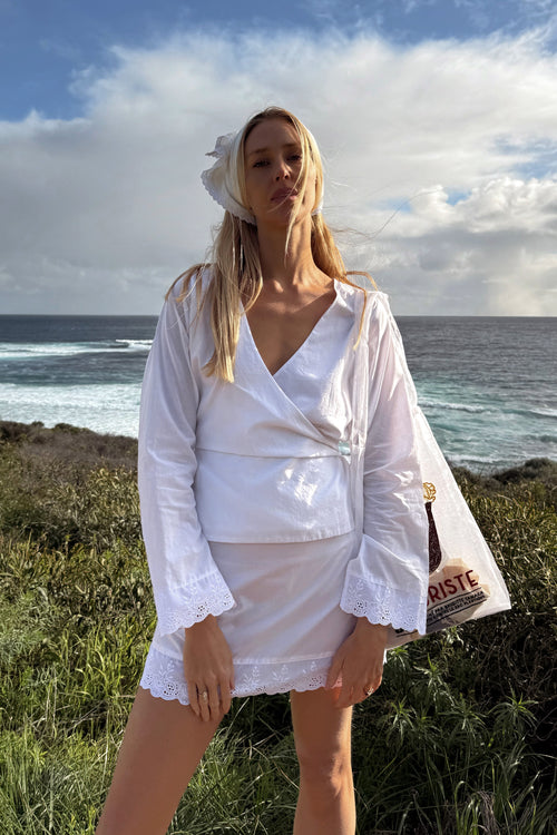 Tibi Wrap Top in Ivory