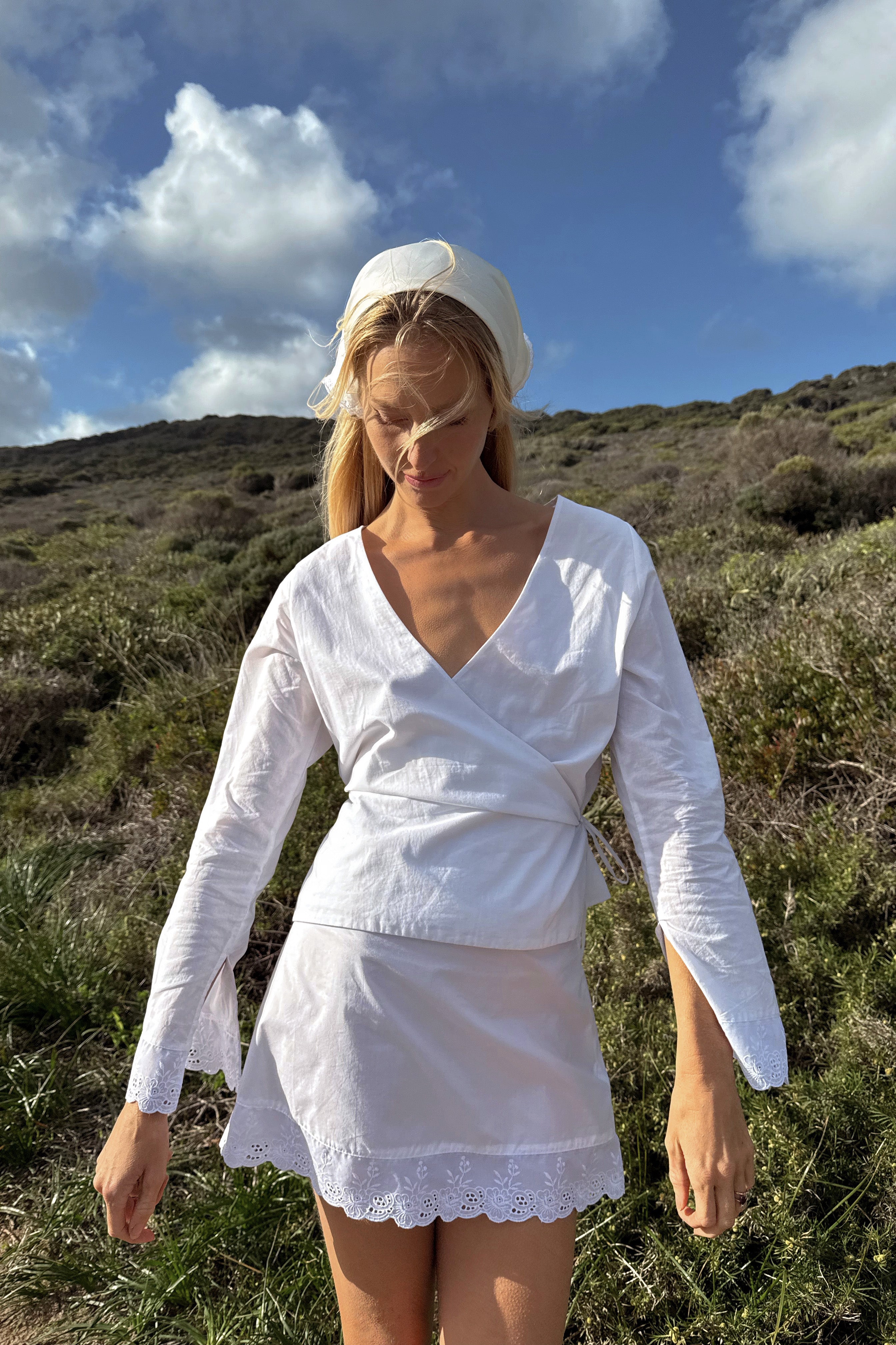 Cotton Fabienne Mini Skirt in Ivory