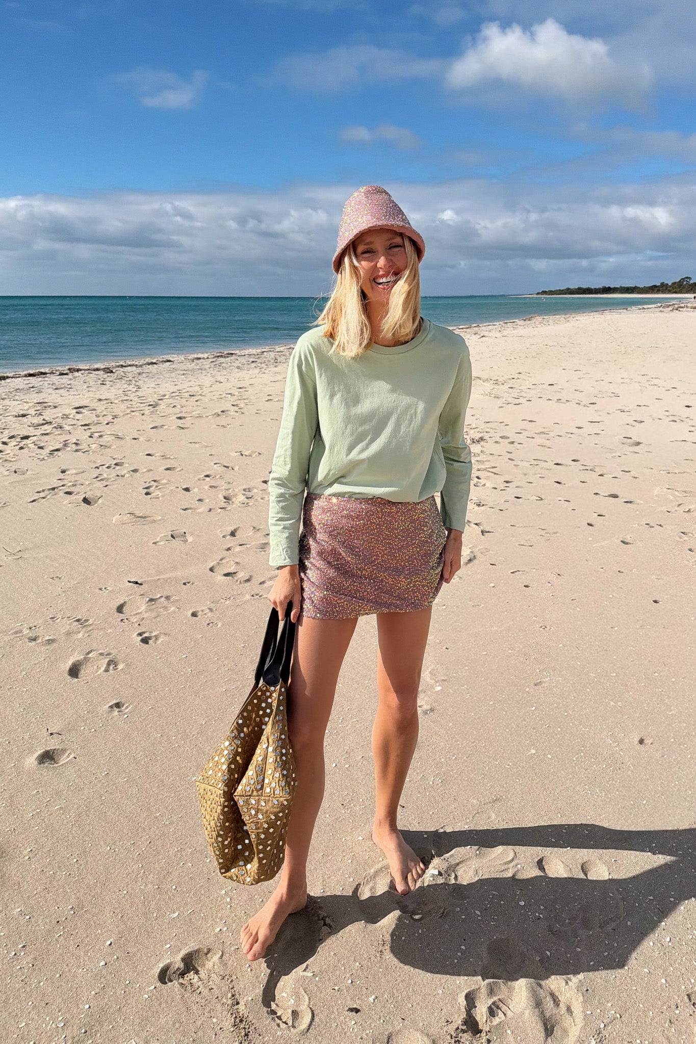 Bea Long Sleeved Tee in Seafoam