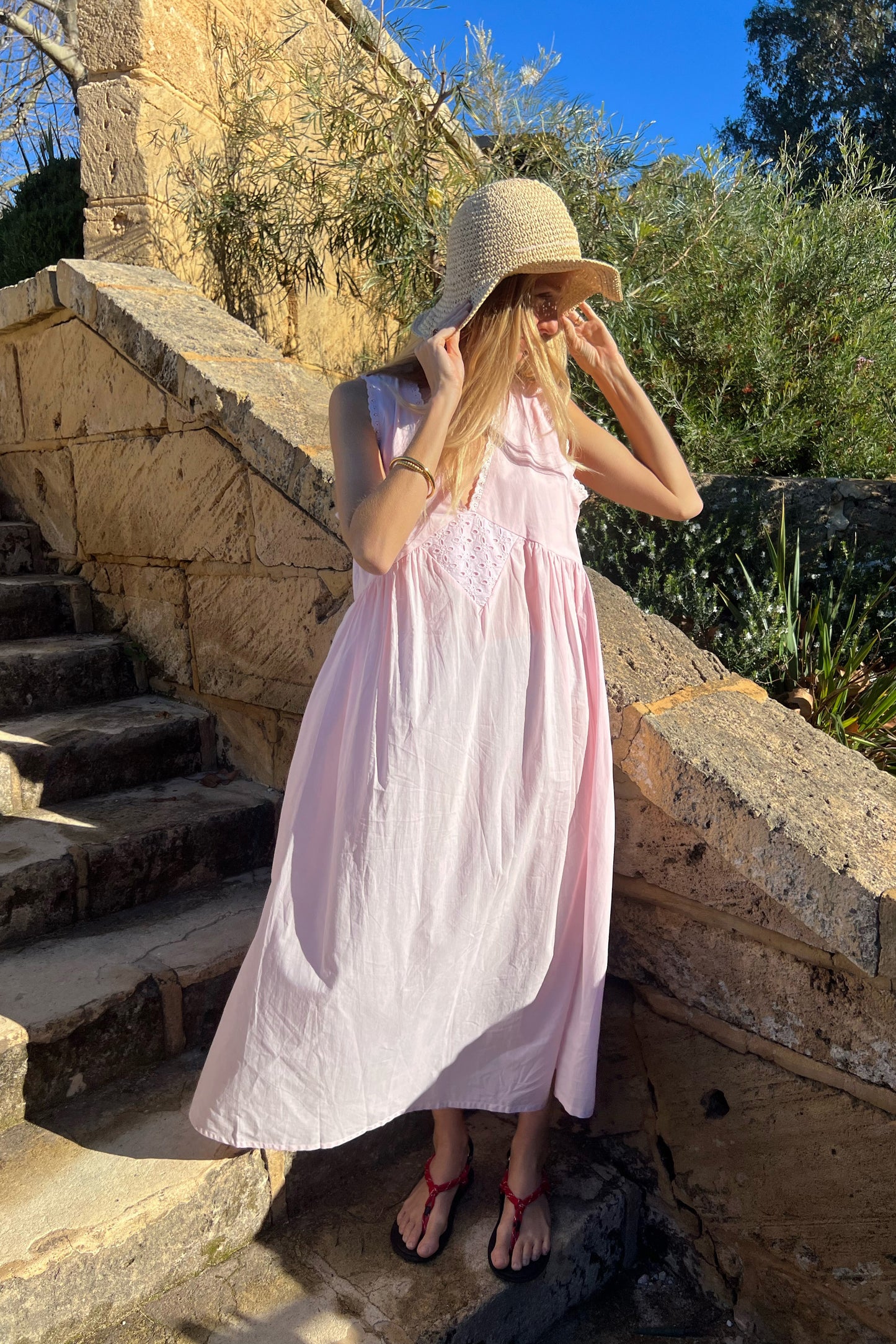 Vintage Cotton Gown in Blush