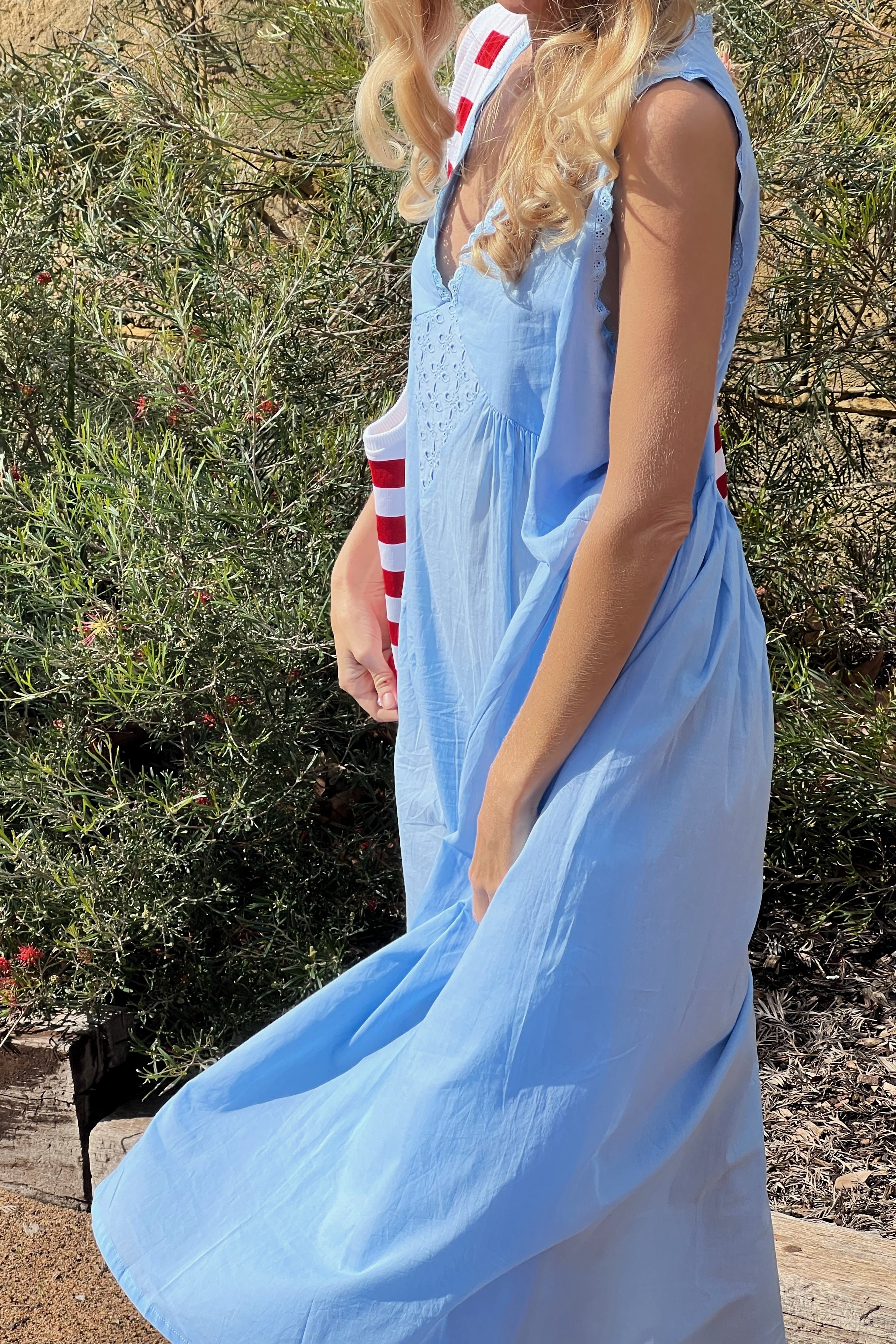 Vintage Cotton Gown in Baby Blue