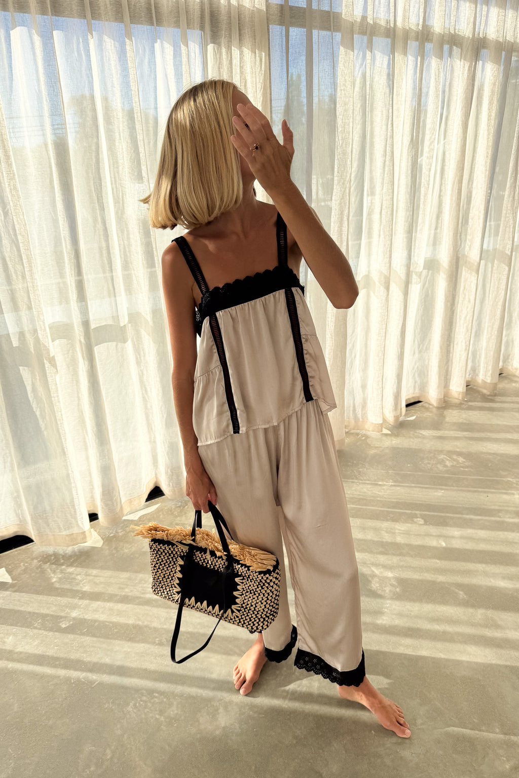 Silk Antique Summer Pant in Champagne