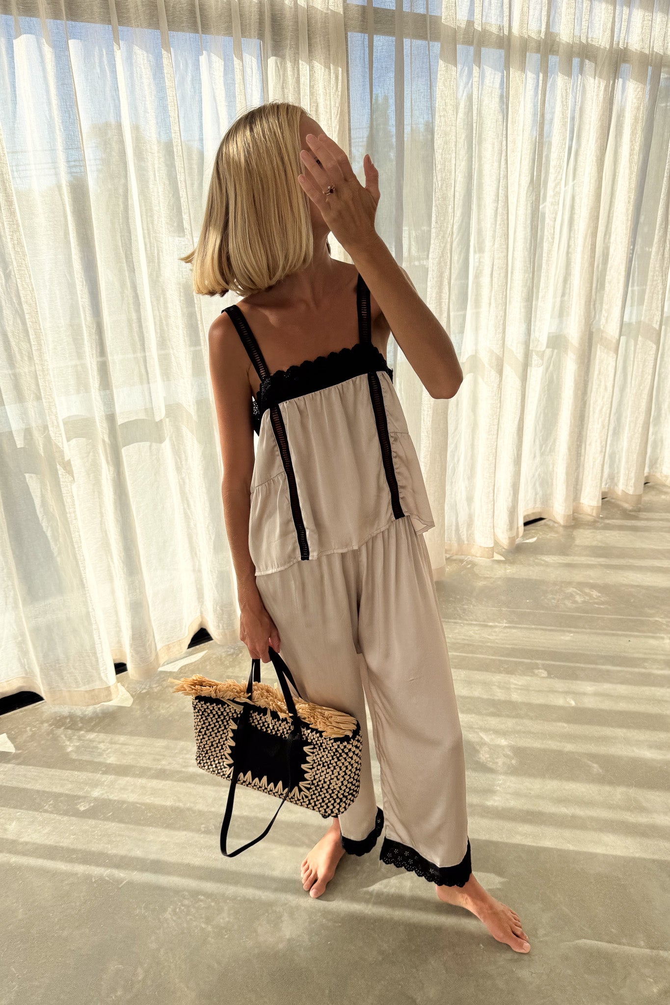 Silk Antique Summer Pant in Champagne