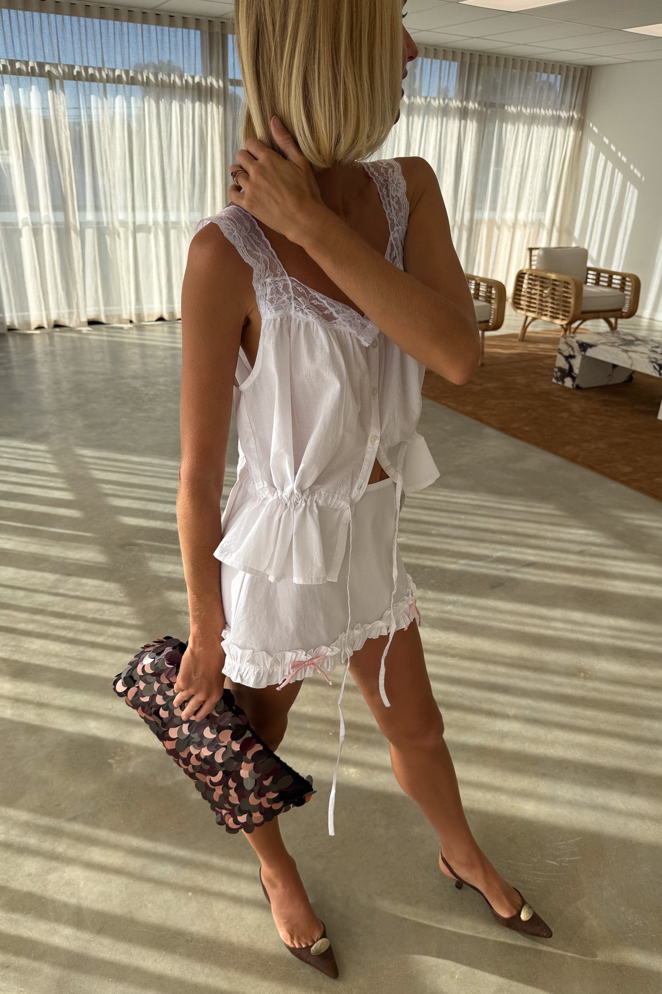 Whimsy Skirt with Silk Bows in Ivory