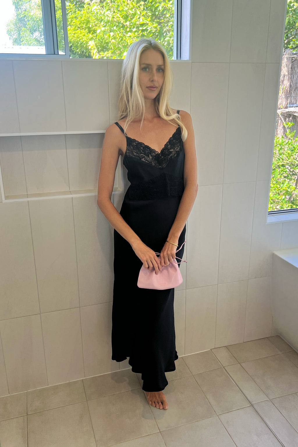 Margot Slip Dress in Noir