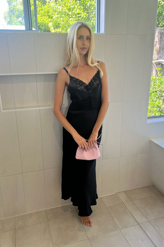Margot Slip Dress in Noir