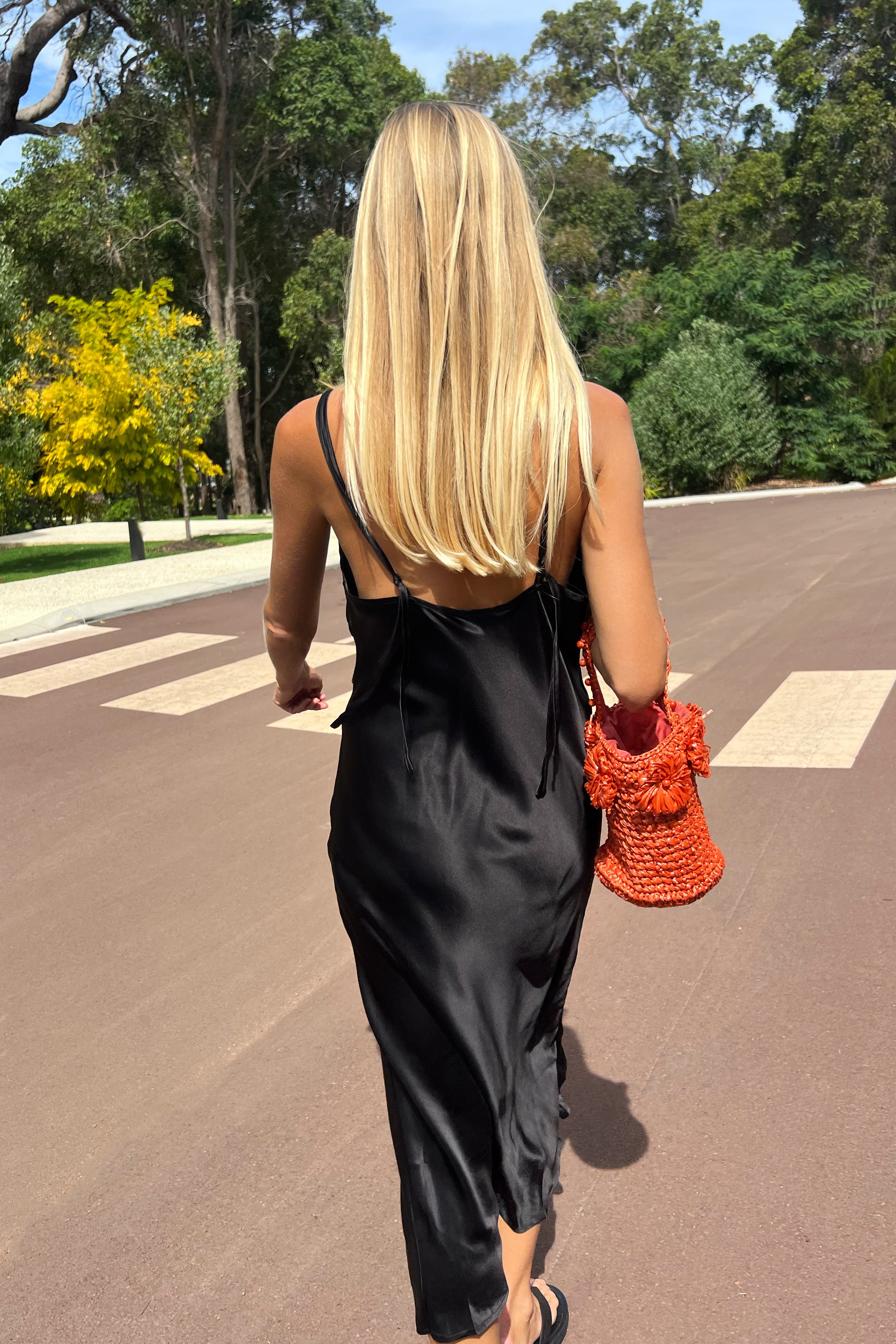 Valentino Silk Slip Dress in Noir