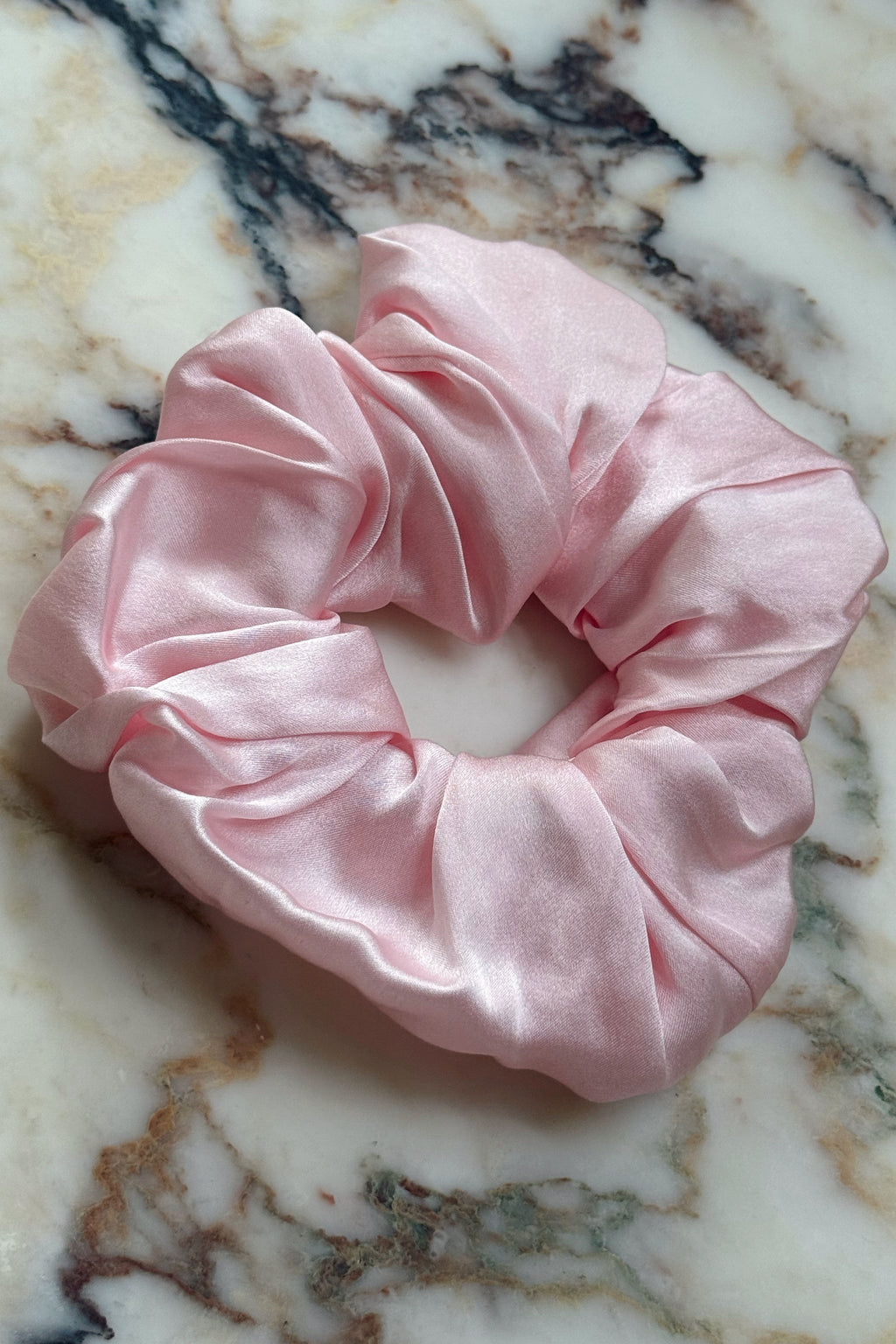 Cream Puff Silk Scrunchie in Blush