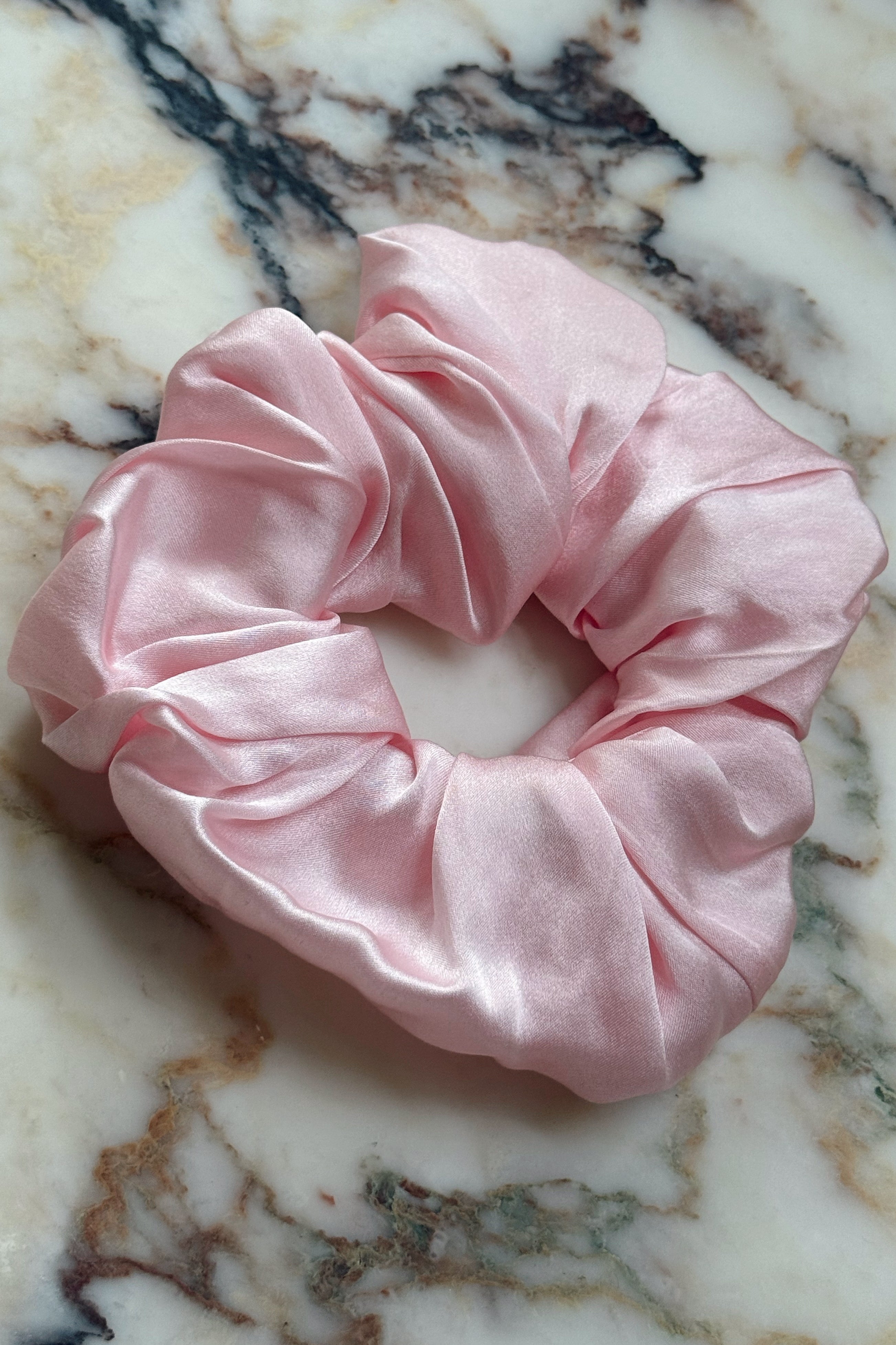 Cream Puff Silk Scrunchie in Blush