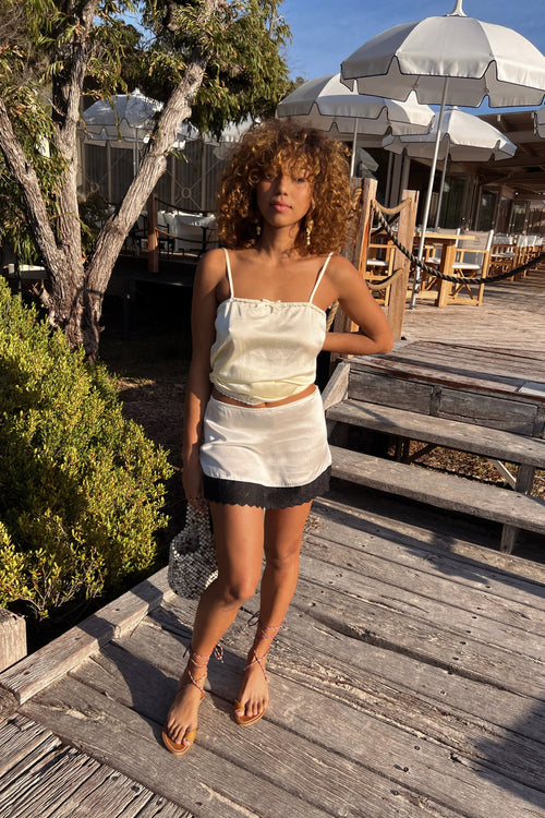 Fabienne Mini Skirt in Ivory Silk