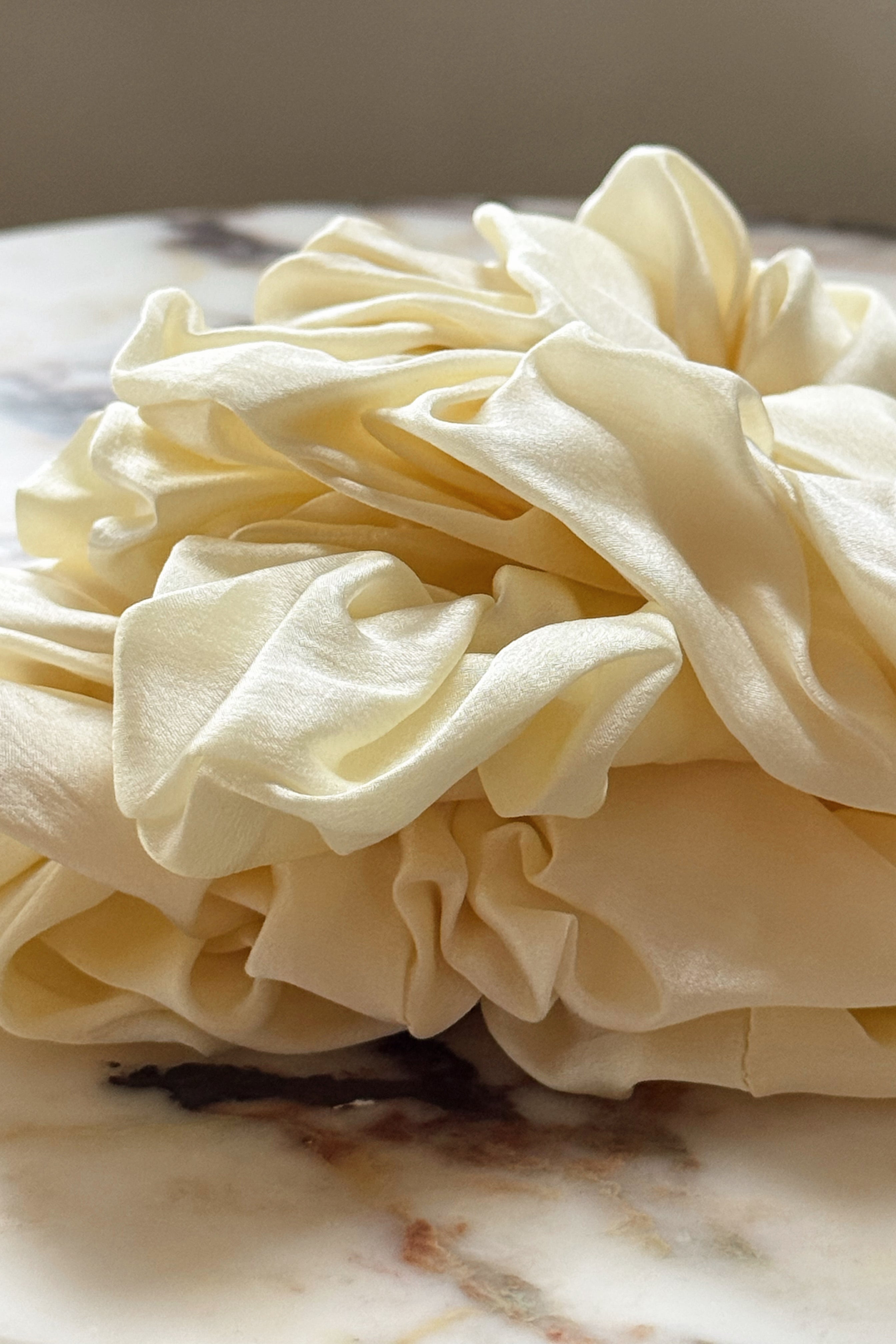 Cream Puff Silk Scrunchie in Butter