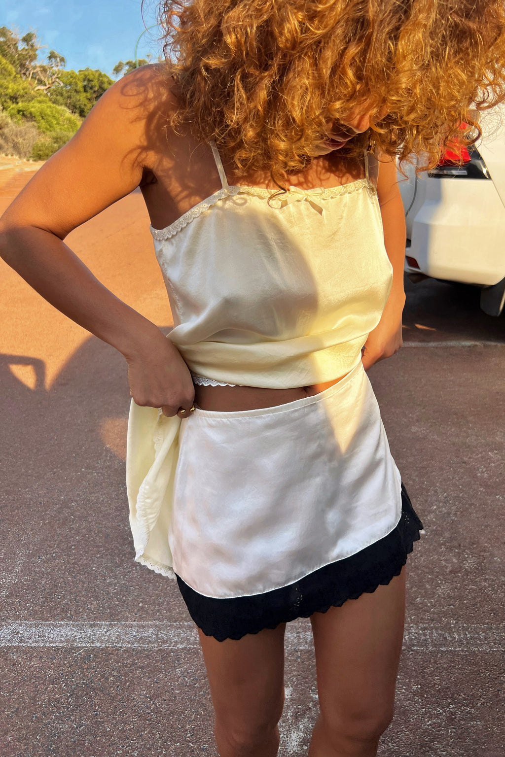 Fabienne Mini Skirt in Ivory Silk