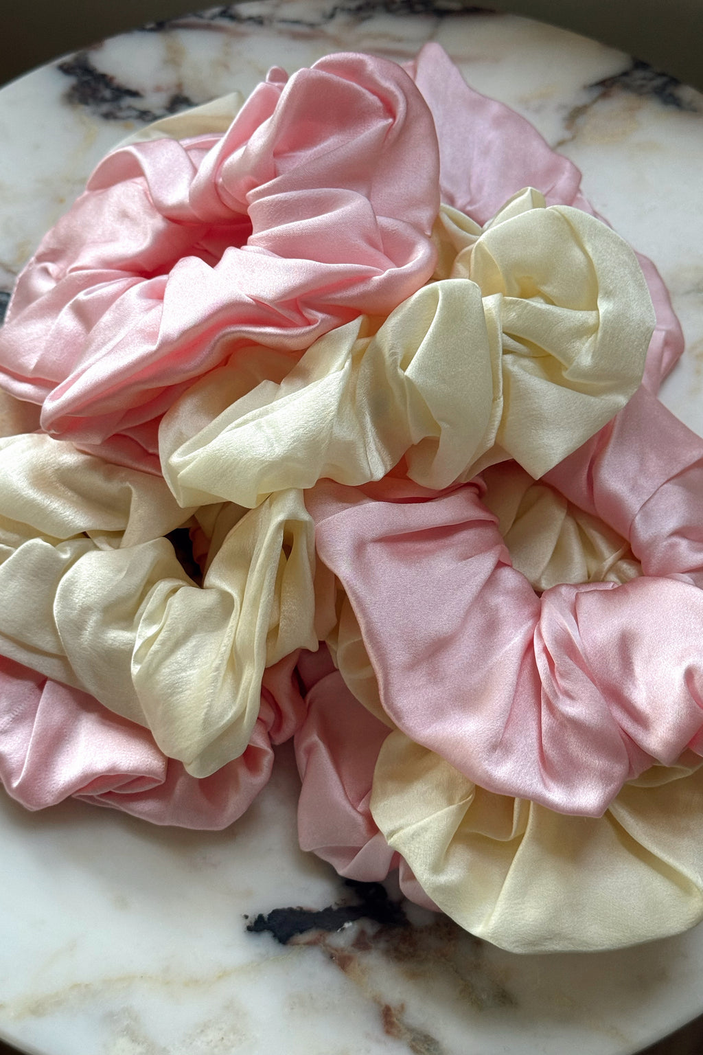 Cream Puff Silk Scrunchie in Blush