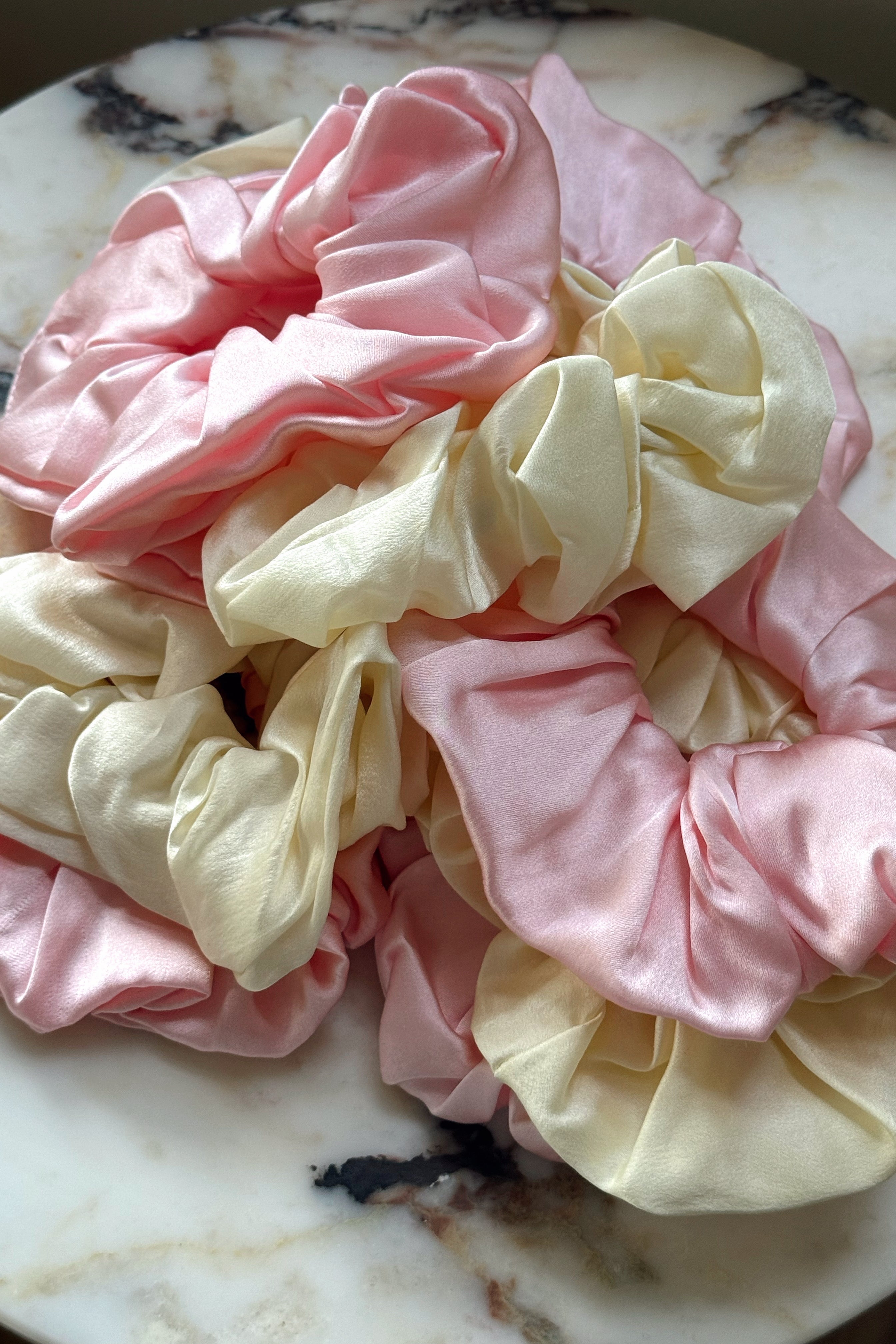 Cream Puff Silk Scrunchie in Blush