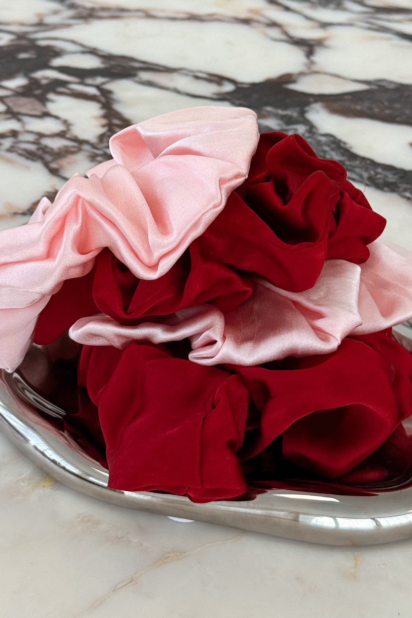 Cream Puff Silk Scrunchie in Cherry