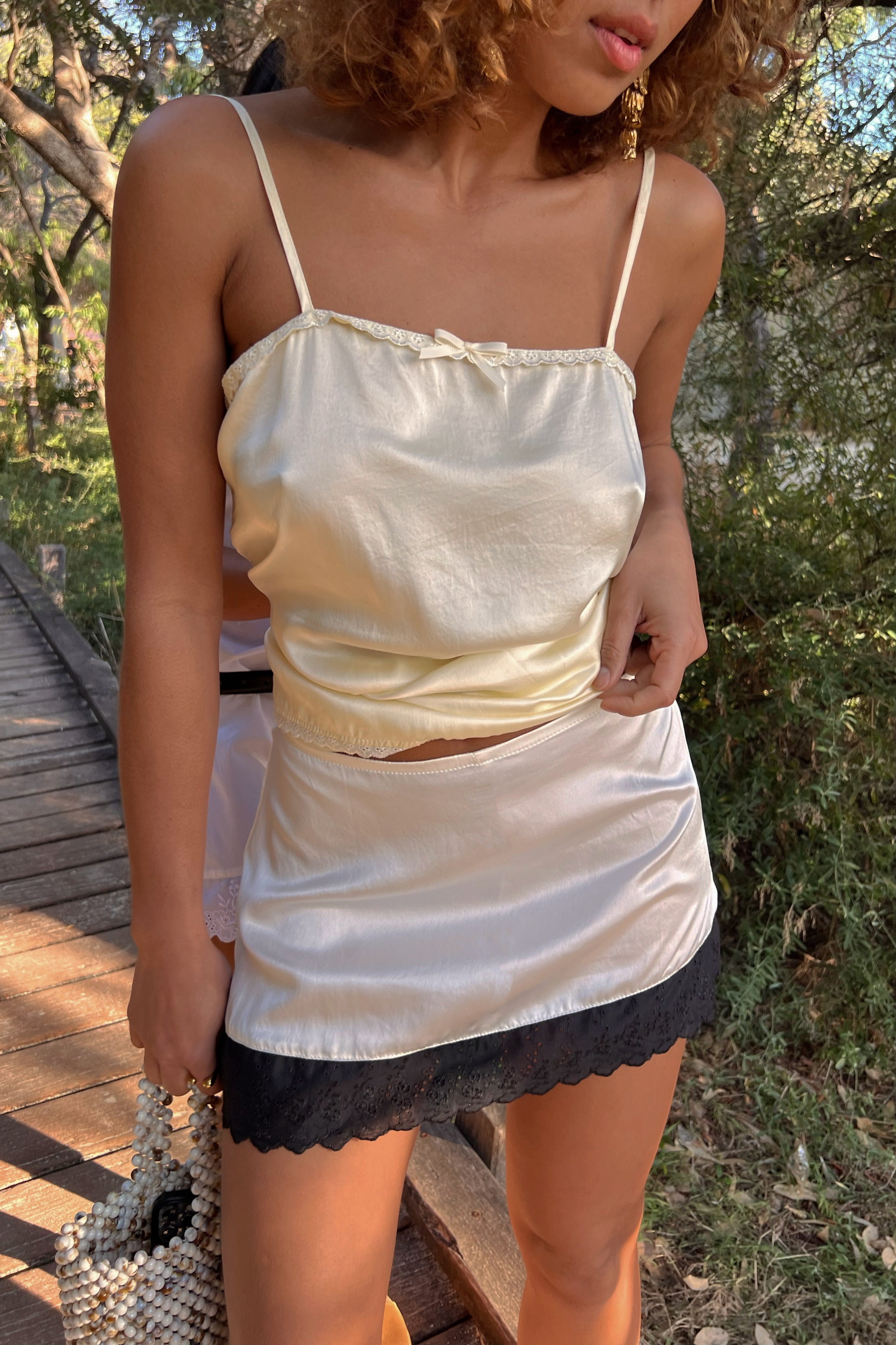 Fabienne Mini Skirt in Ivory Silk