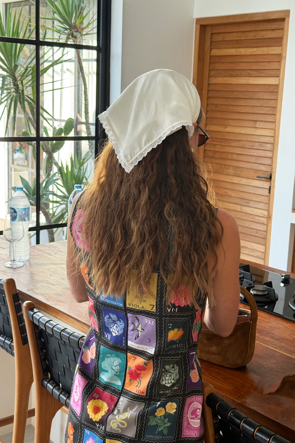 Silk Daisy Bandana in Ivory