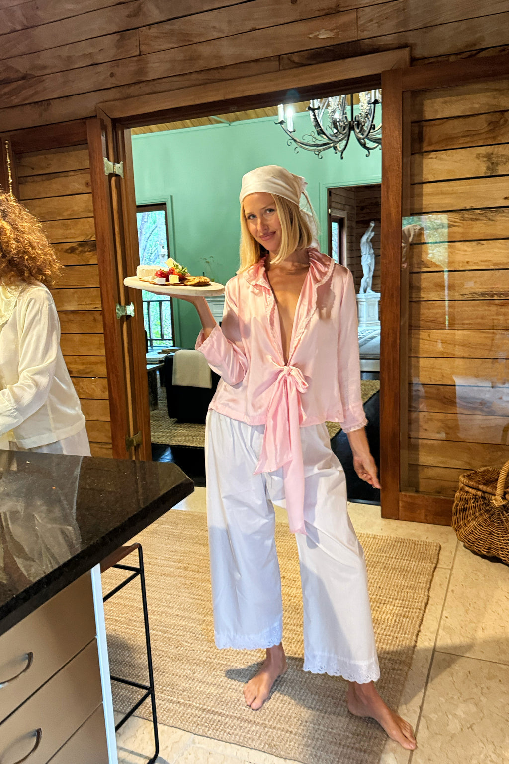 Silk Daisy Bandana in Ivory