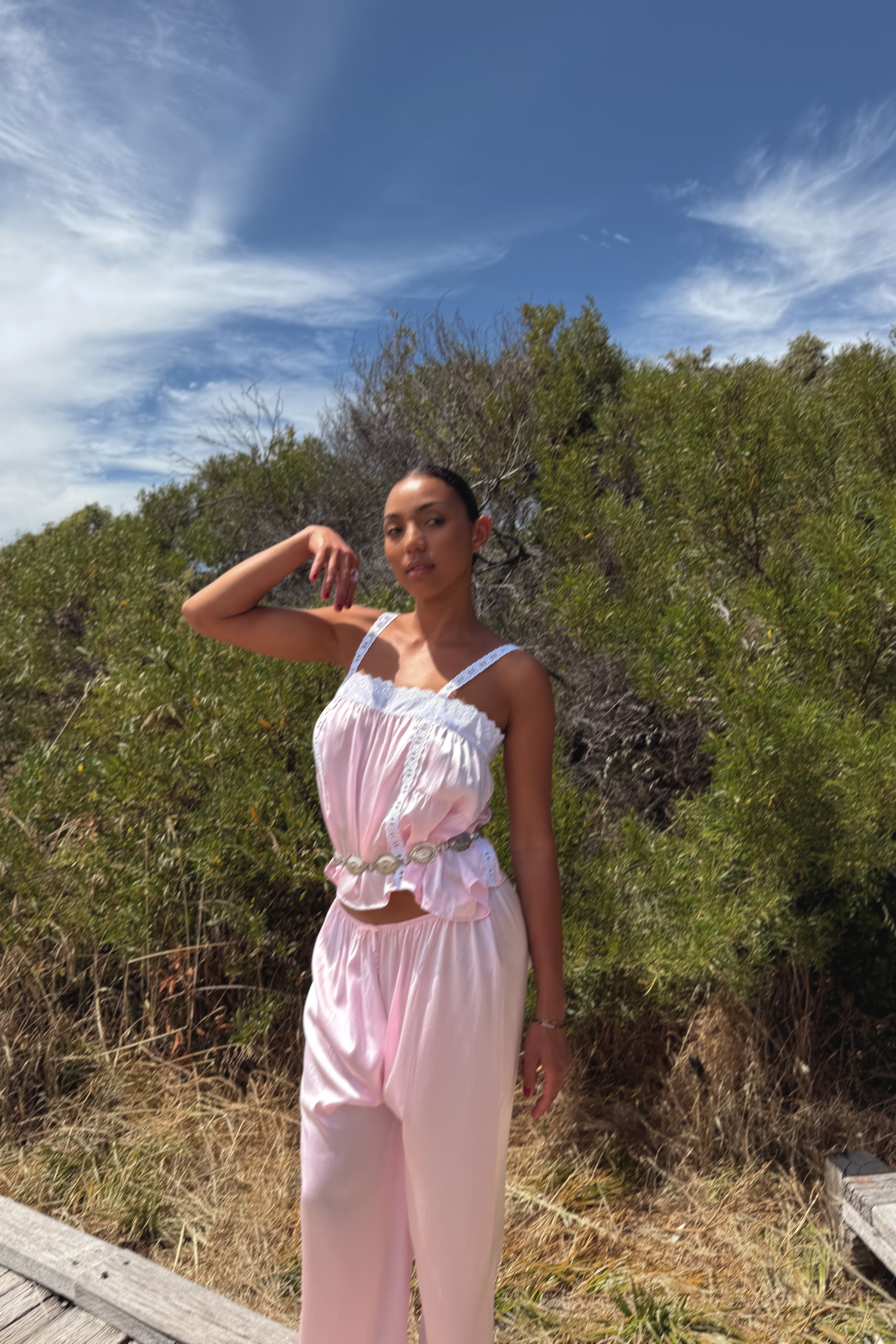 Silk Antique Summer Pant in Blush