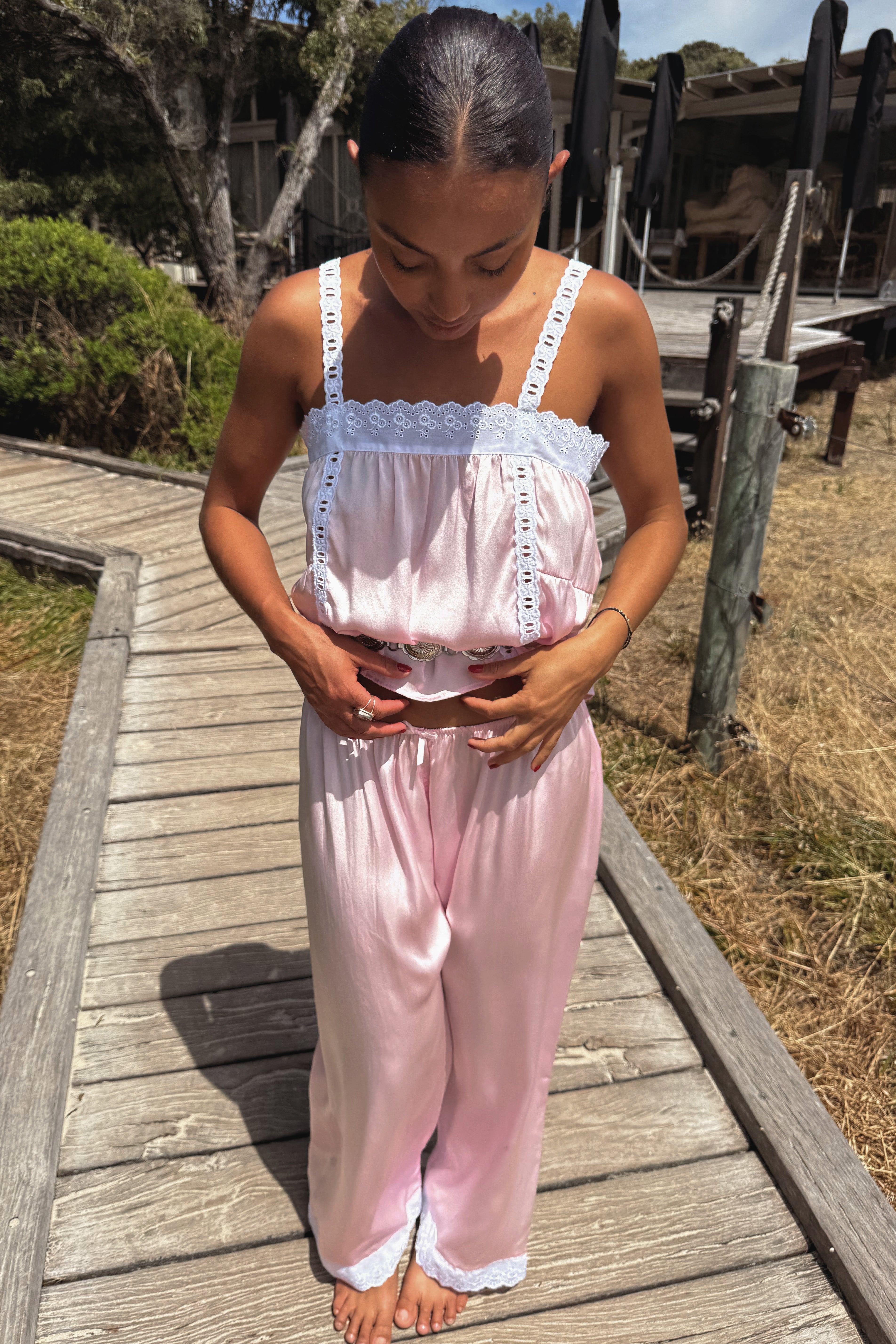 Silk Antique Summer Pant in Blush