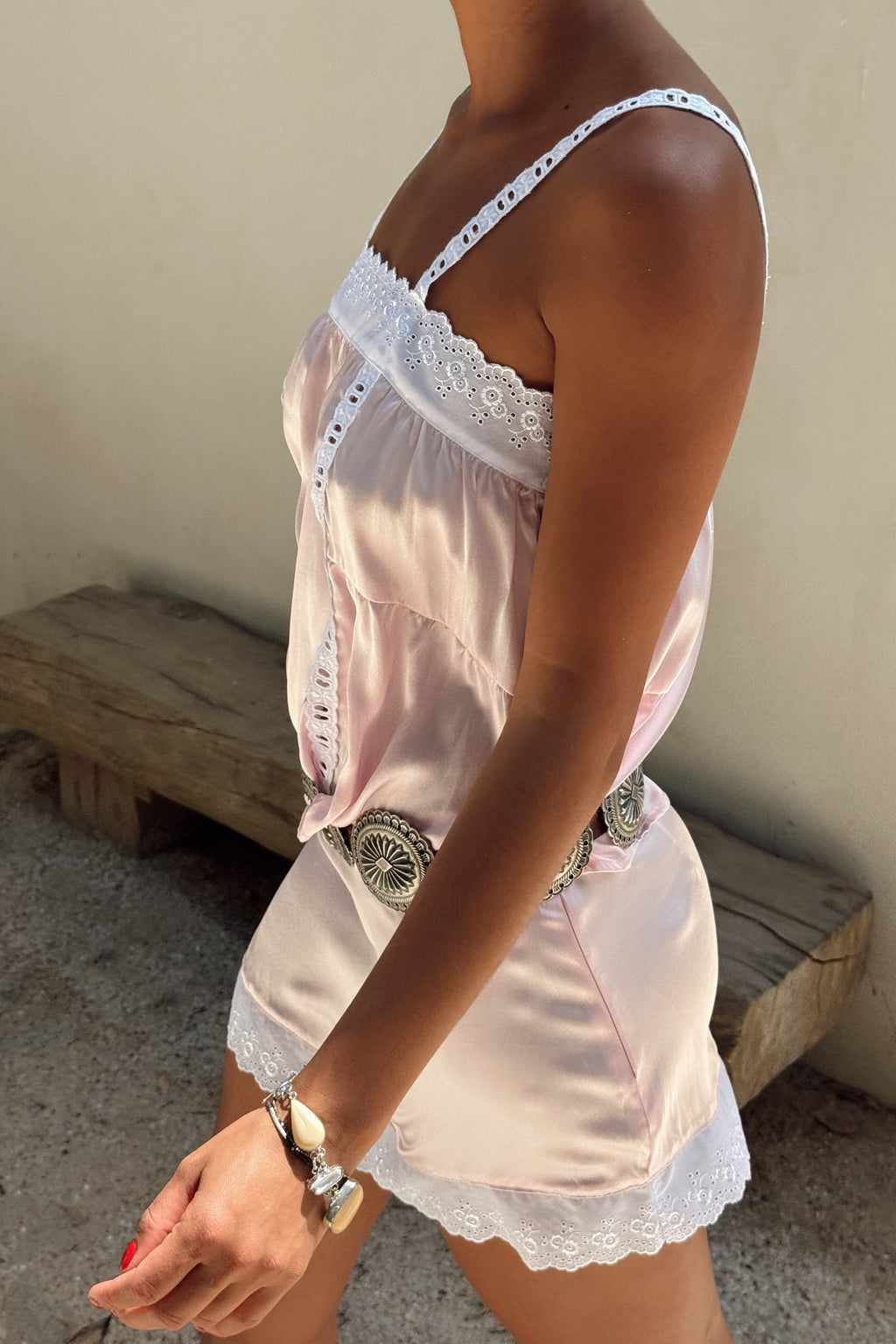 Fabienne Mini Skirt in Blush Silk