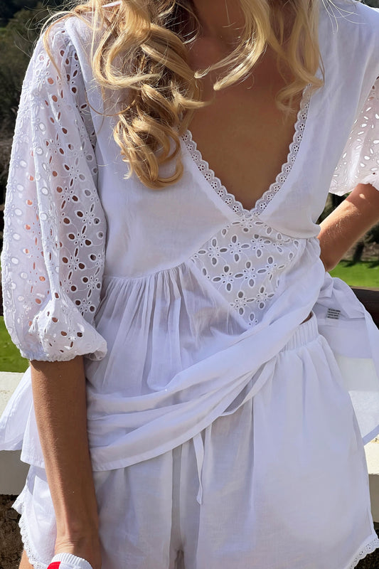 Broderie Blouse in Ivory