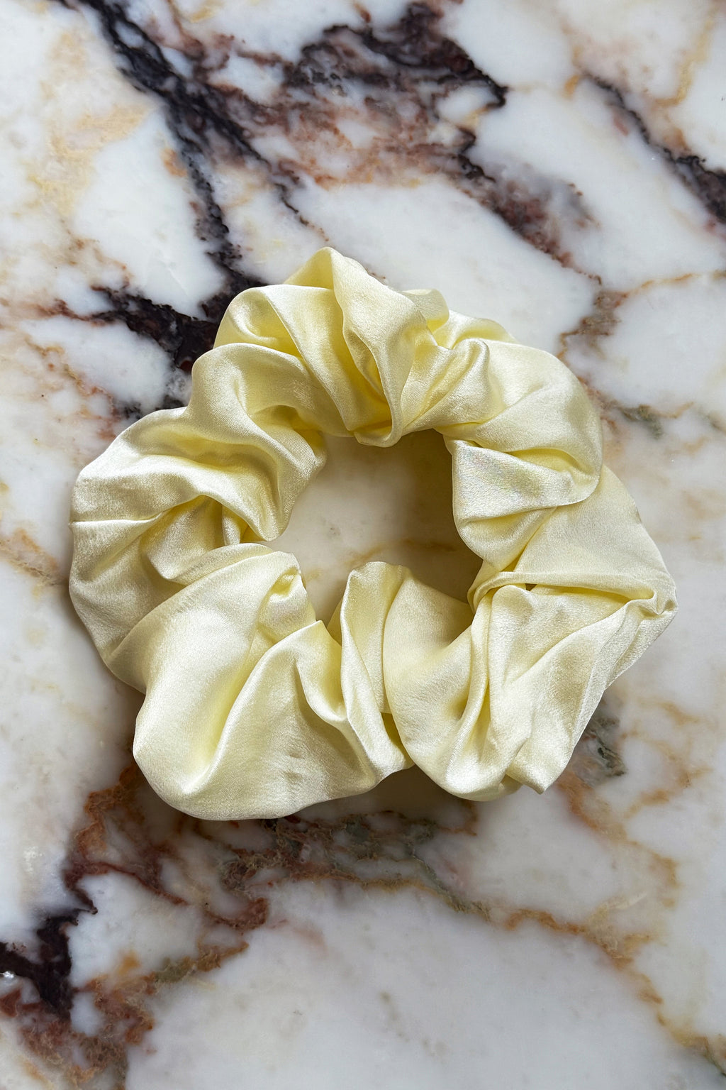 Cream Puff Silk Scrunchie in Butter