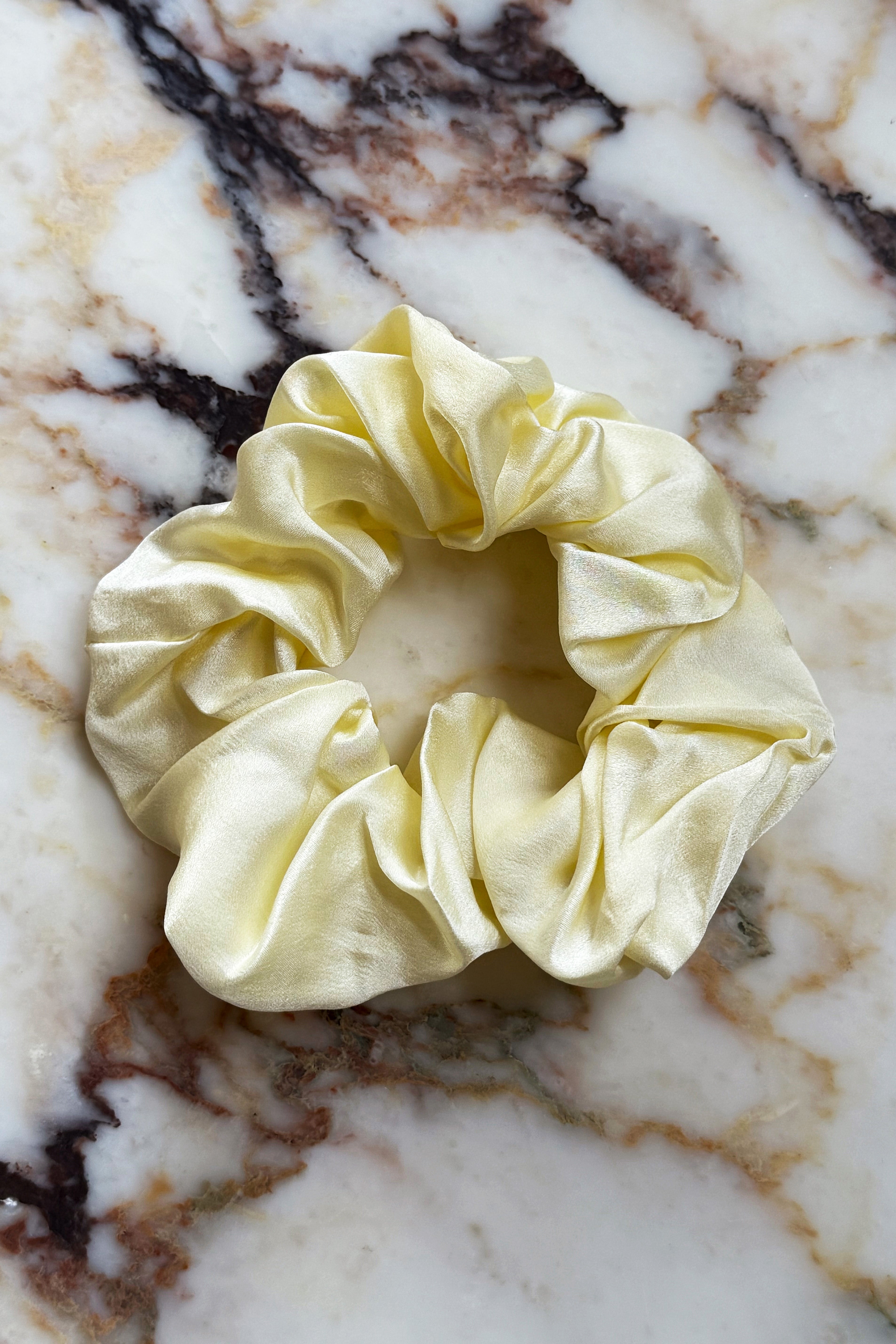 Cream Puff Silk Scrunchie in Butter