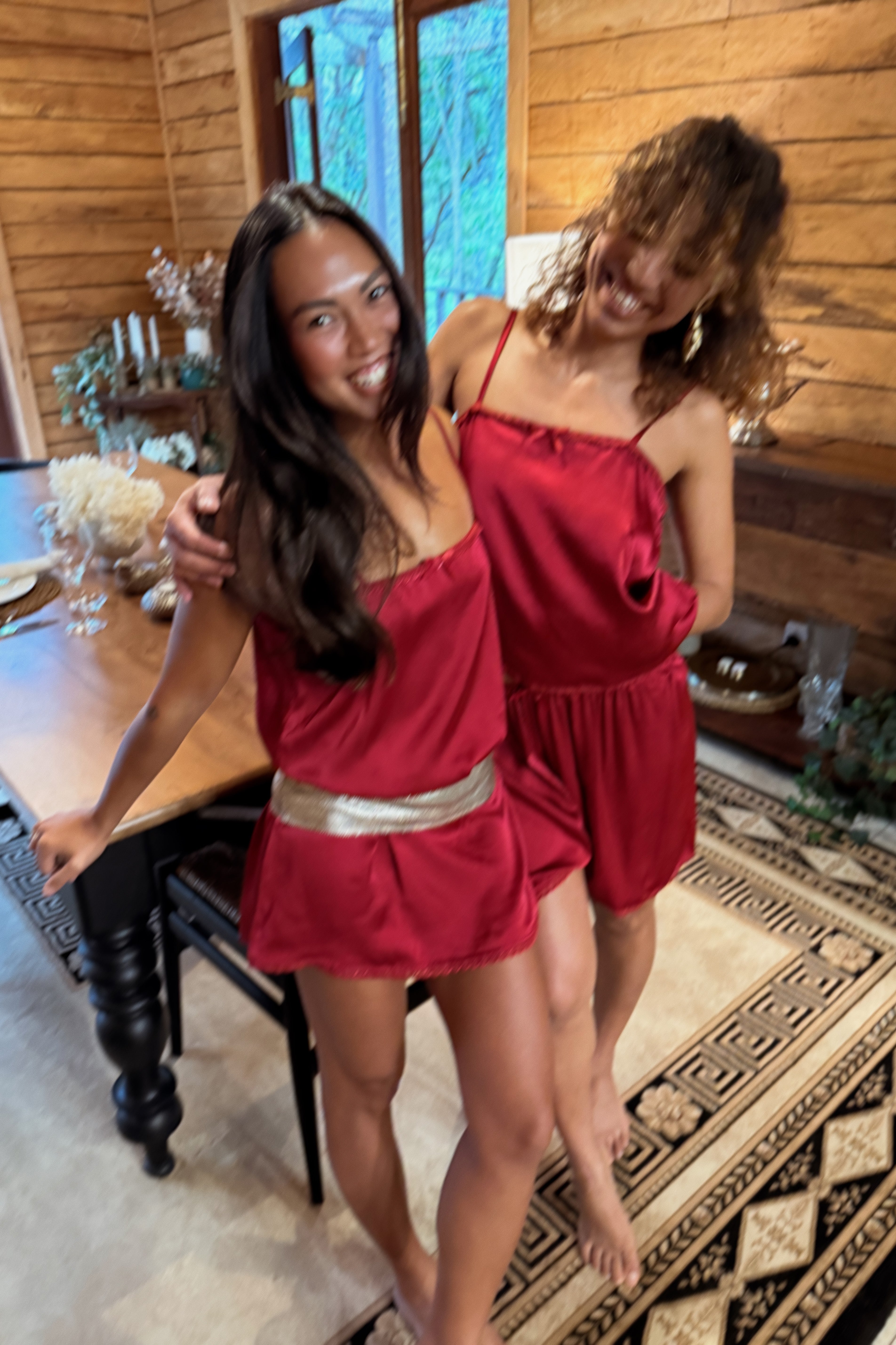 Delphine Short in Cherry Silk