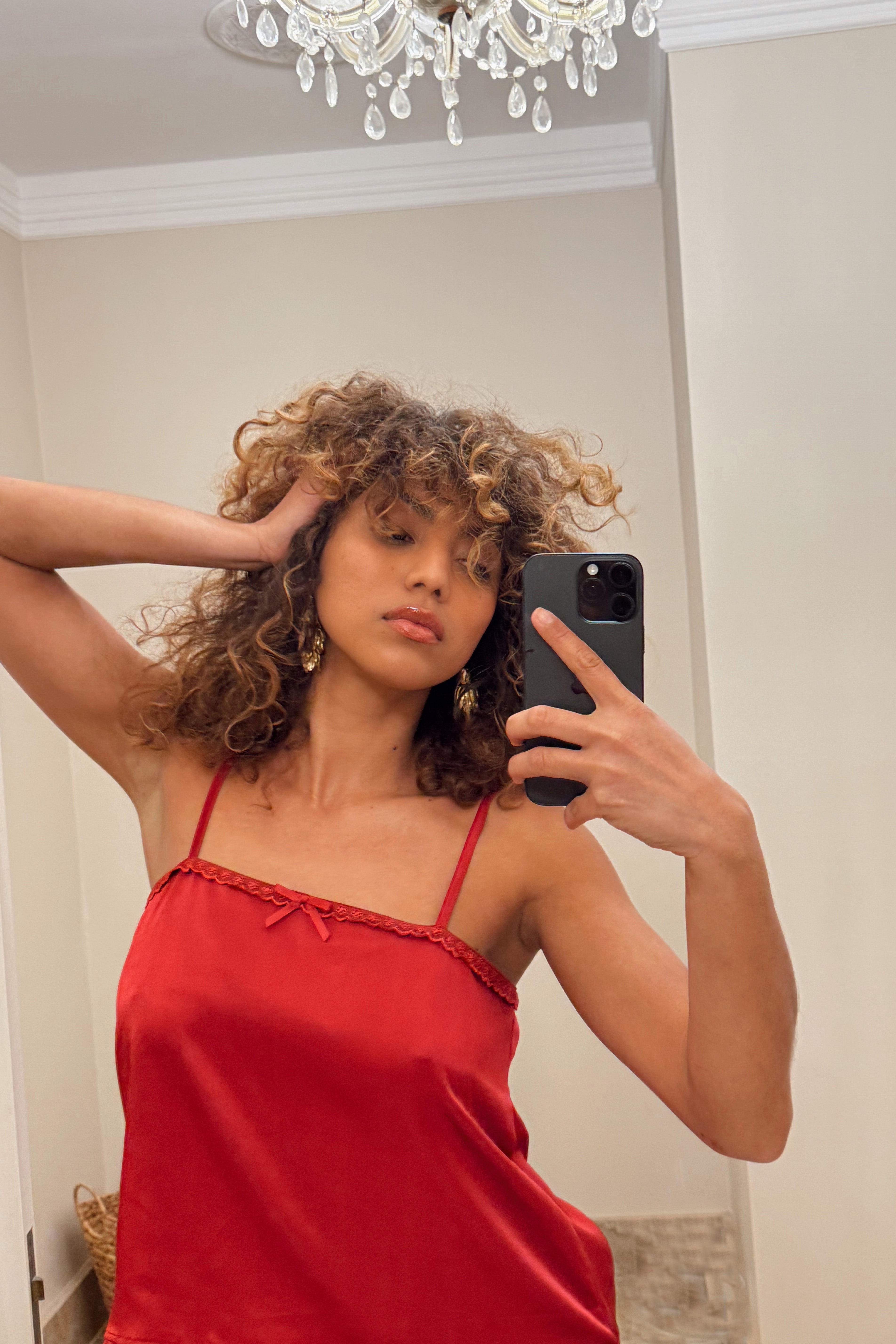 Delphine Cami in Cherry Silk