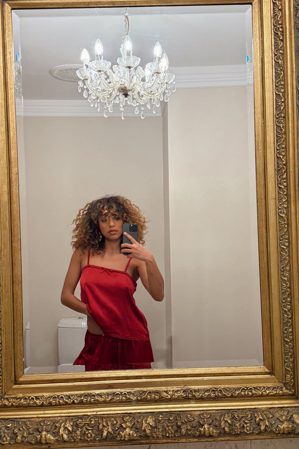Delphine Cami in Cherry Silk