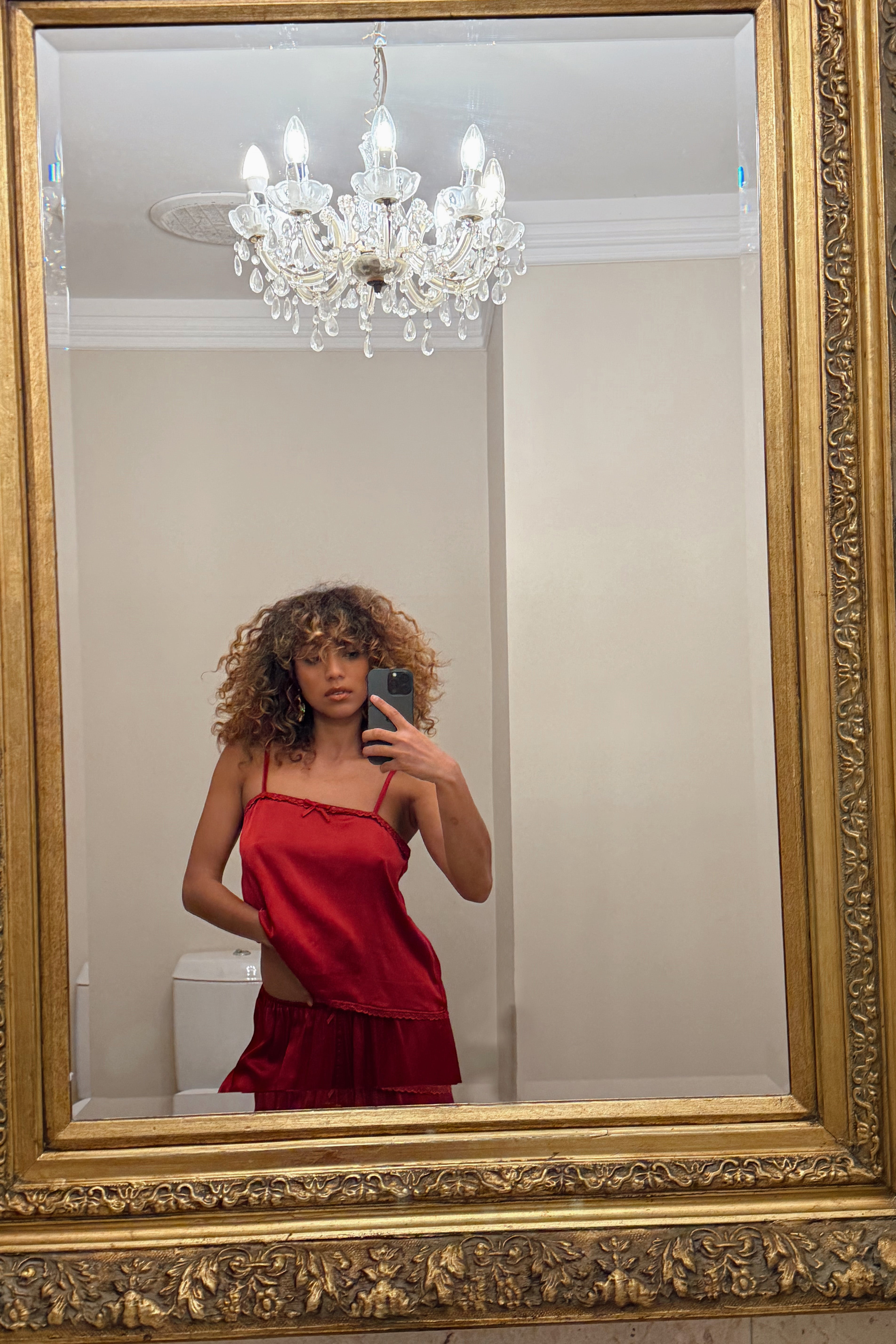 Delphine Cami in Cherry Silk