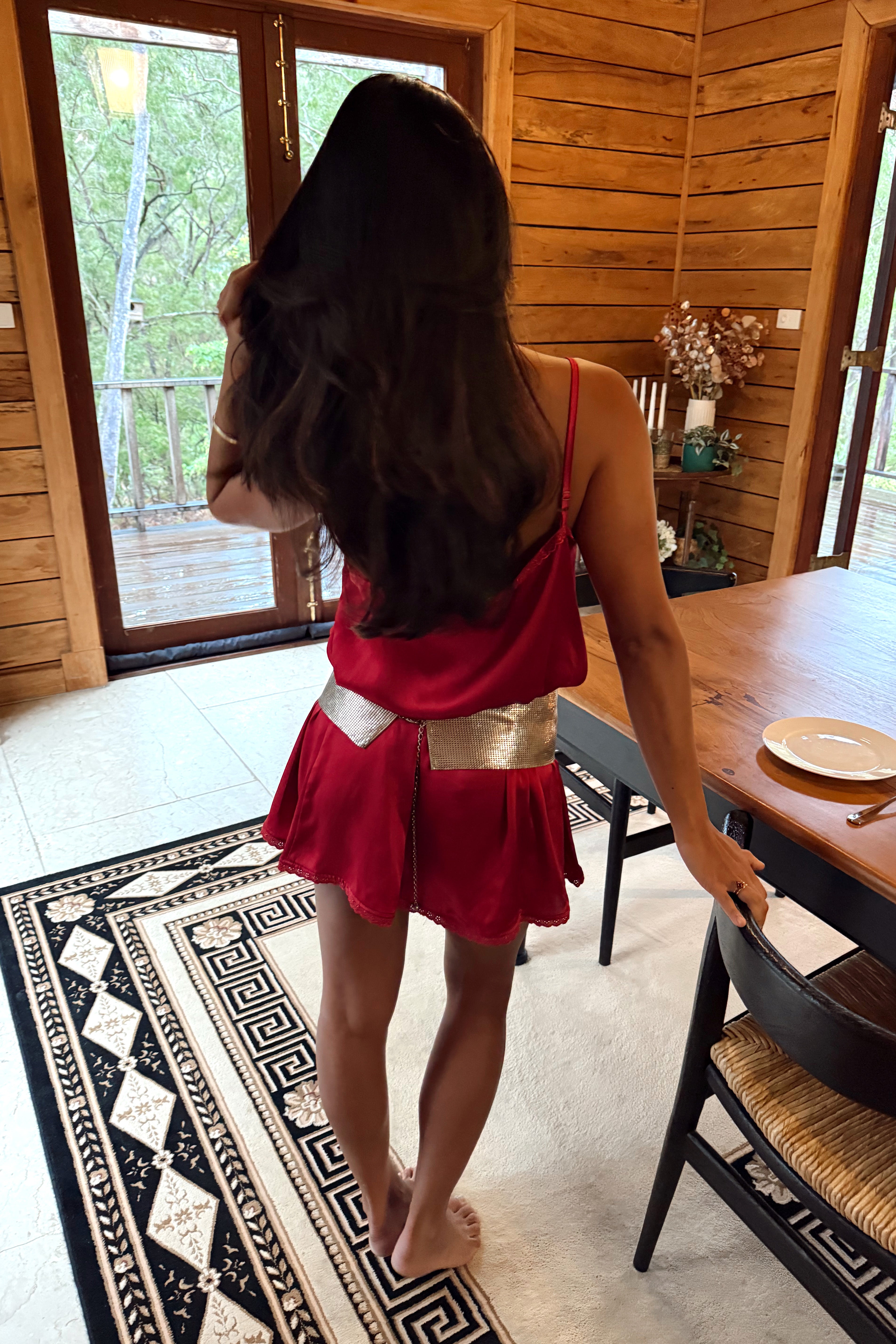 Delphine Mini Dress in Cherry