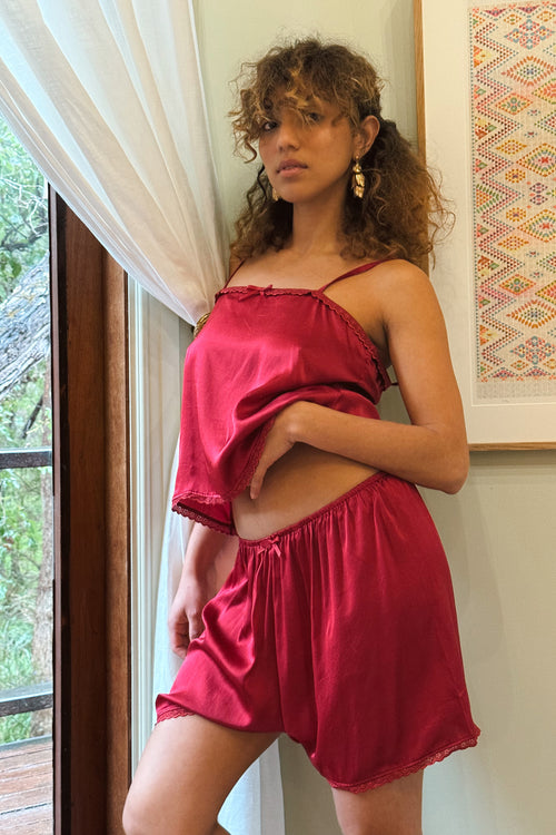 Delphine Short in Cherry Silk