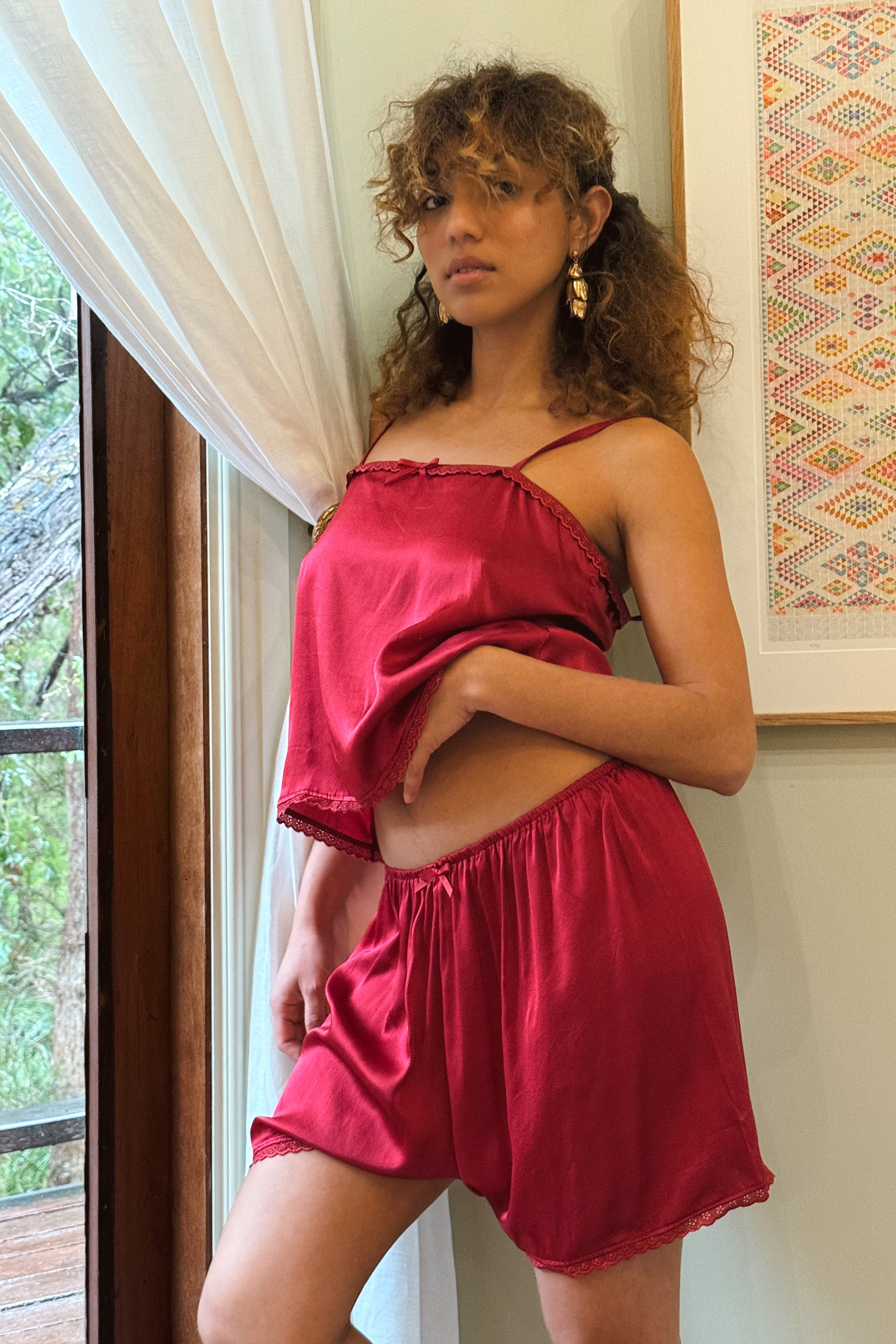 Delphine Cami in Cherry Silk