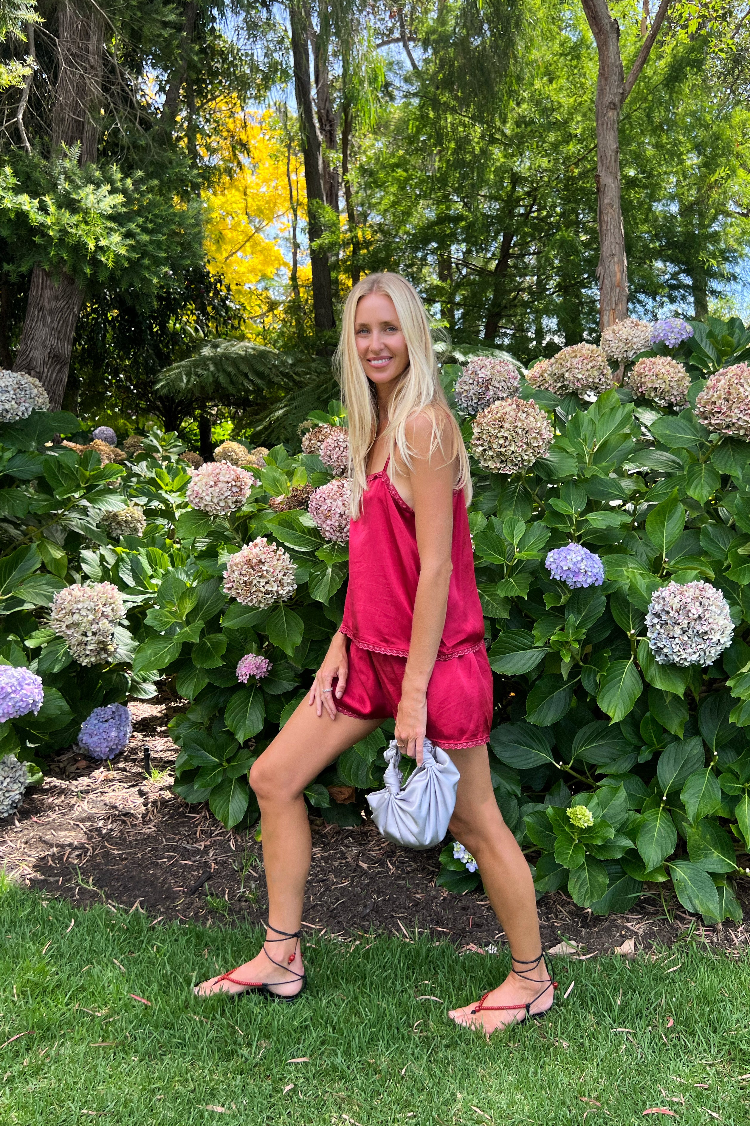 Delphine Cami in Cherry Silk