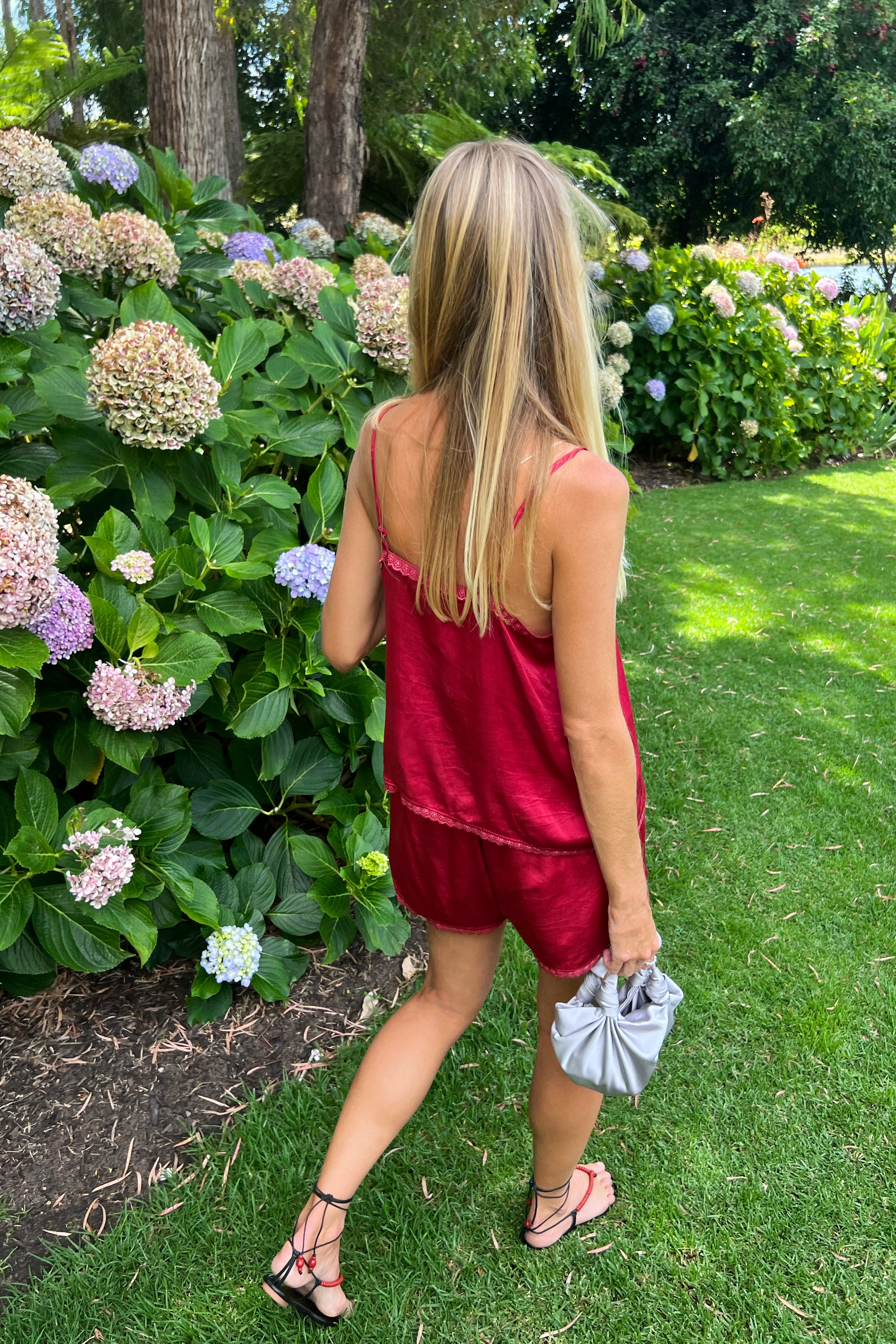 Delphine Cami in Cherry Silk