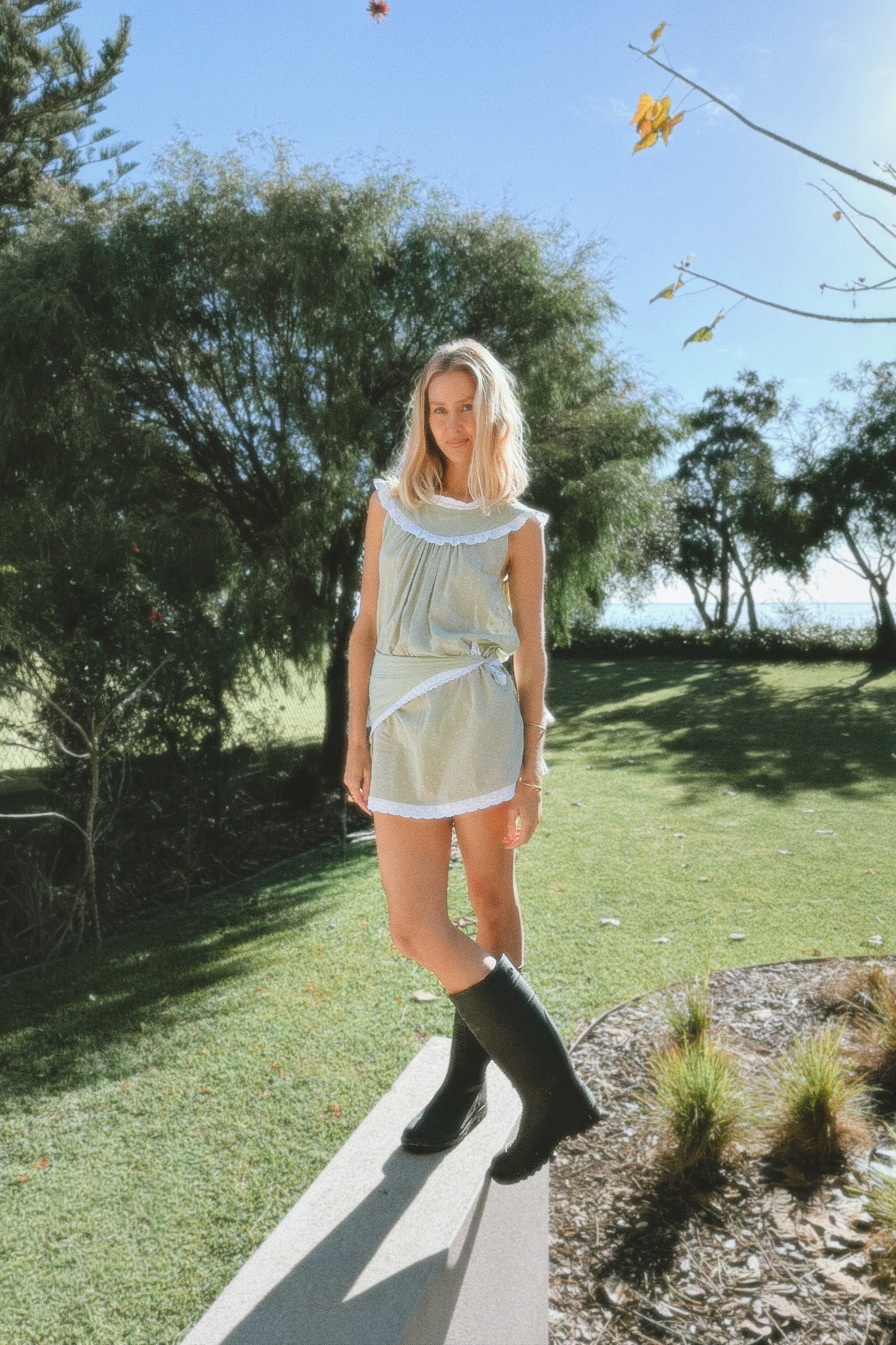 Dorian Mini Dress in Seafoam