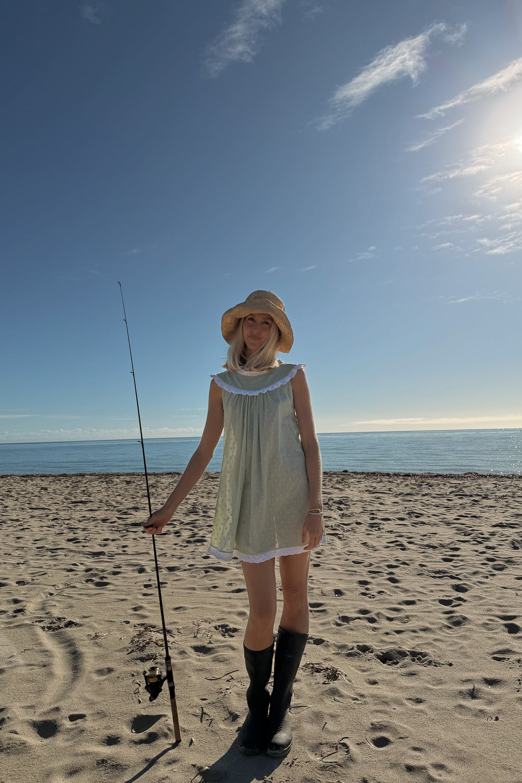 Dorian Mini Dress in Seafoam