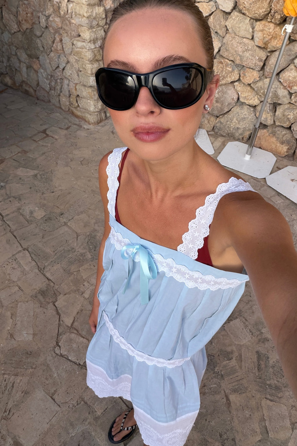 Marie Bow Dress in Sky