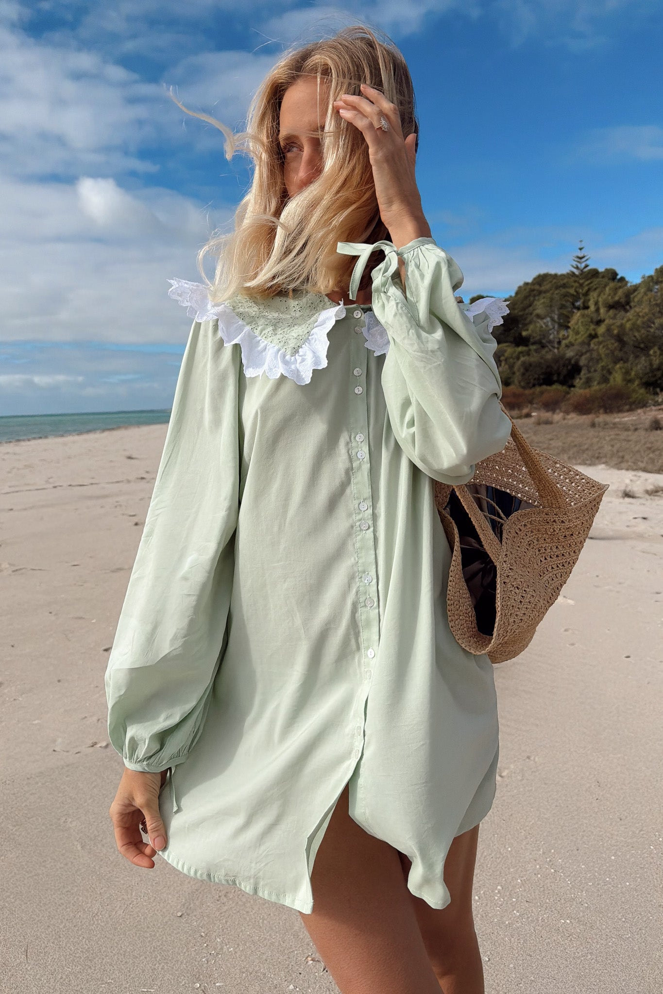 Harrie Mini Dress in Seafoam