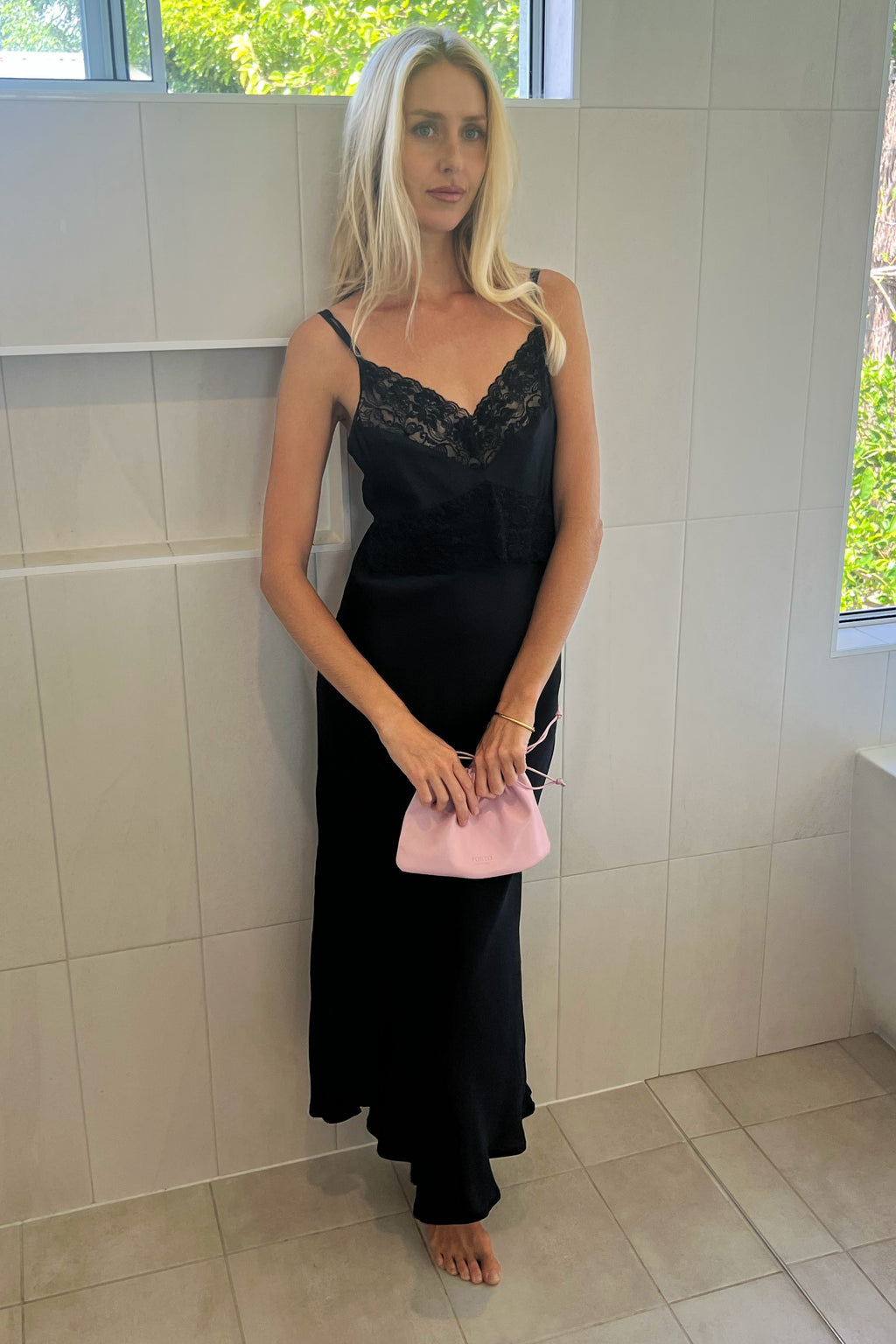 Valentino Silk Slip Dress in Noir
