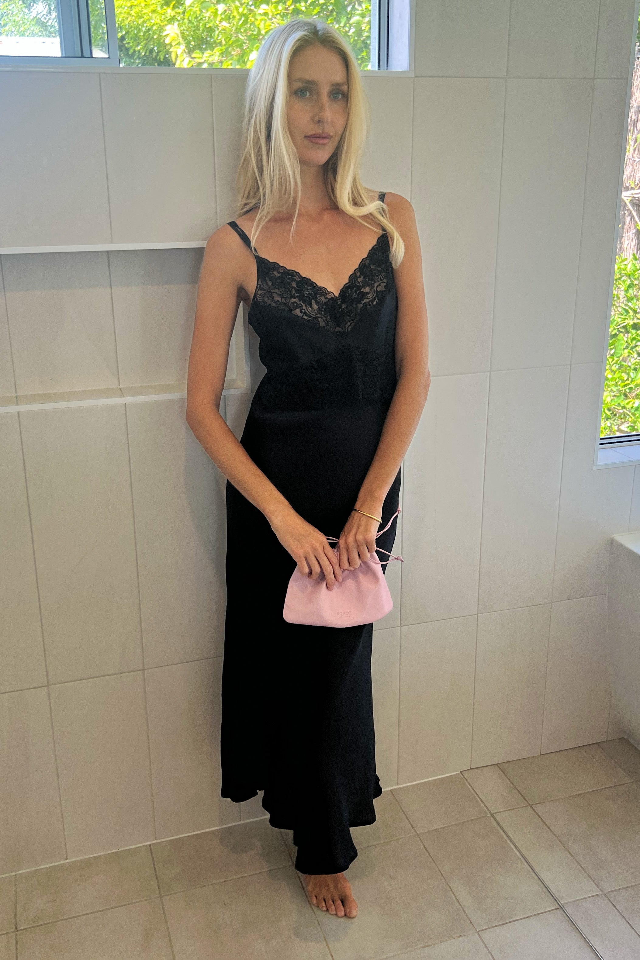 Valentino Silk Slip Dress in Noir