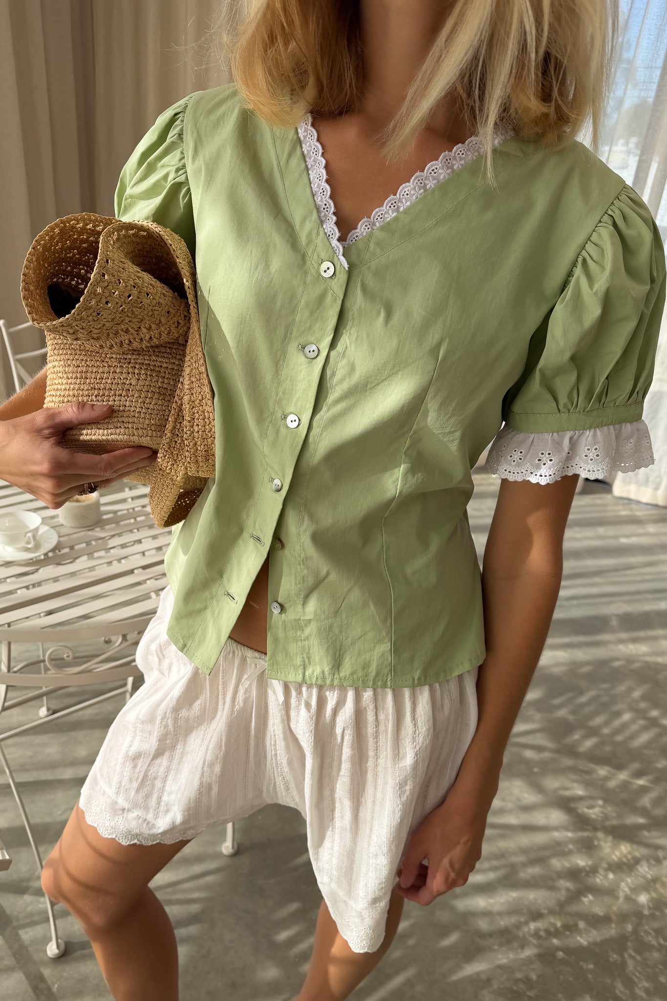 Ophelia Blouse in Seafoam