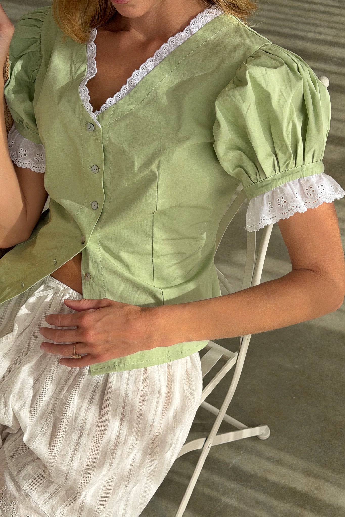 Ophelia Blouse in Seafoam