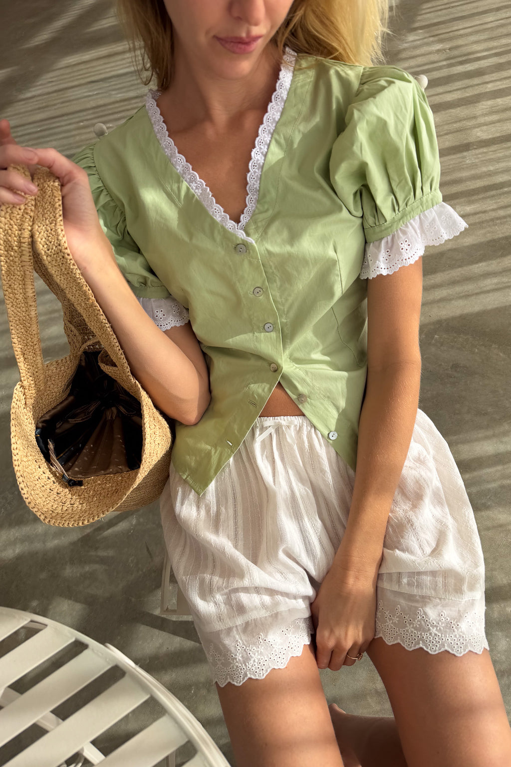 Ophelia Blouse in Seafoam