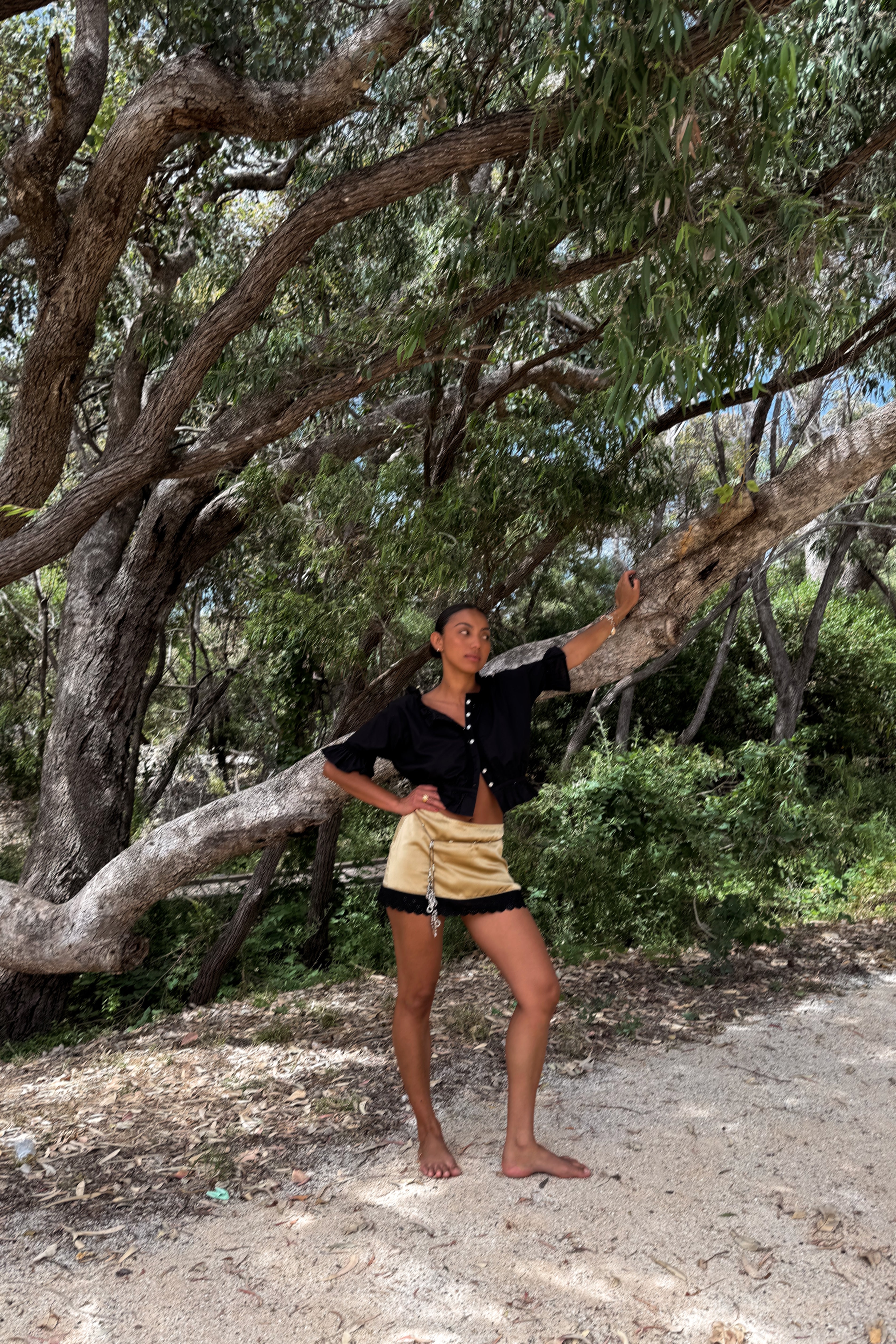 Fabienne Mini Skirt in Palm Silk