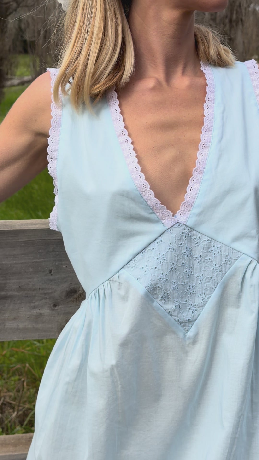 Vintage Mini in Powder Blue with Ivory Lace Dusting