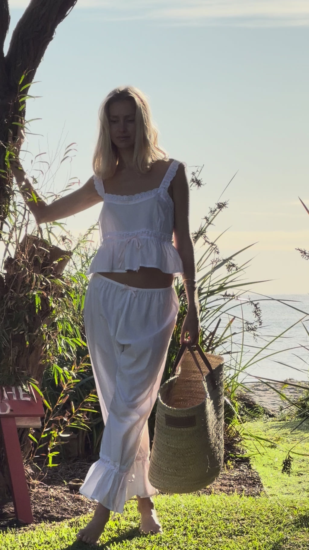 Rose Ribbon Cami in Ivory